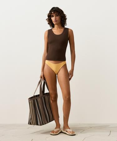 Medium-coverage U-cut crinkle bikini briefs — BURNT YELLOW 5