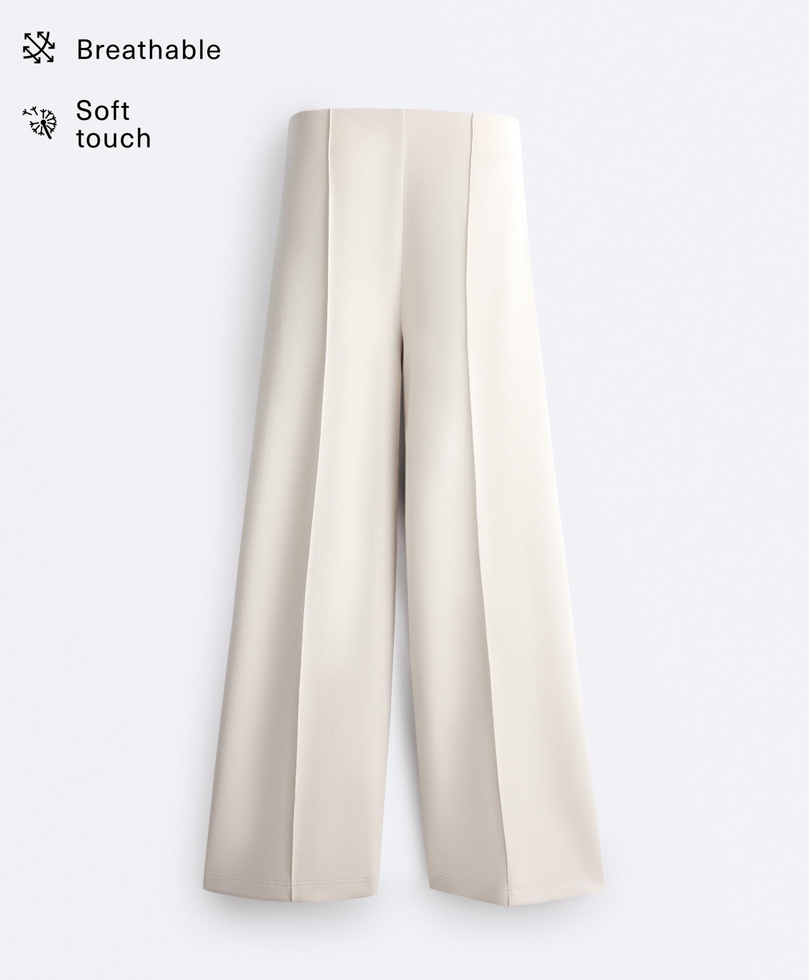 Pantalon droit à nervure avec modal et toucher doux Pantalon droit à nervure avec modal et toucher doux