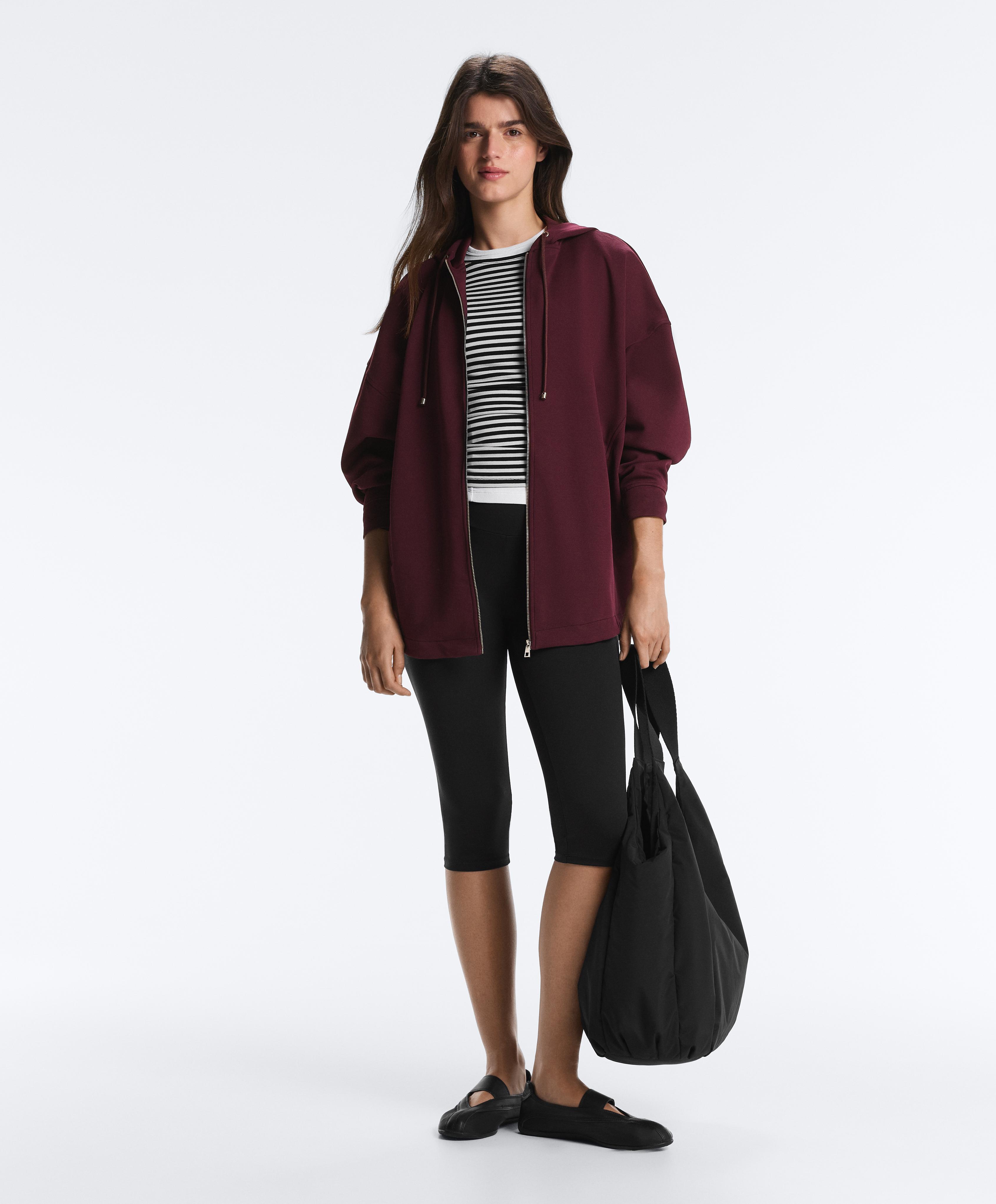 Oversize cotton piqué hooded jacket