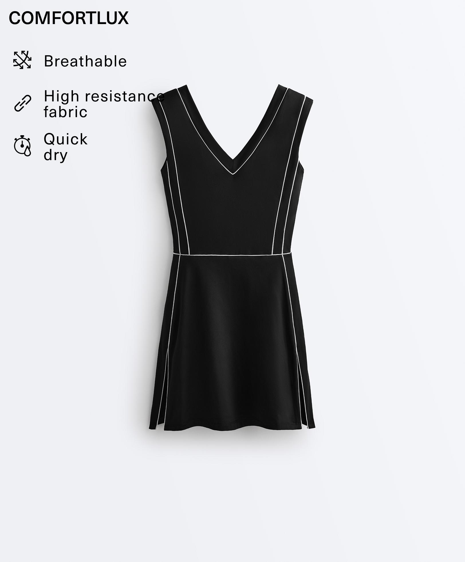 Comfortlux short piping dress — BLACK