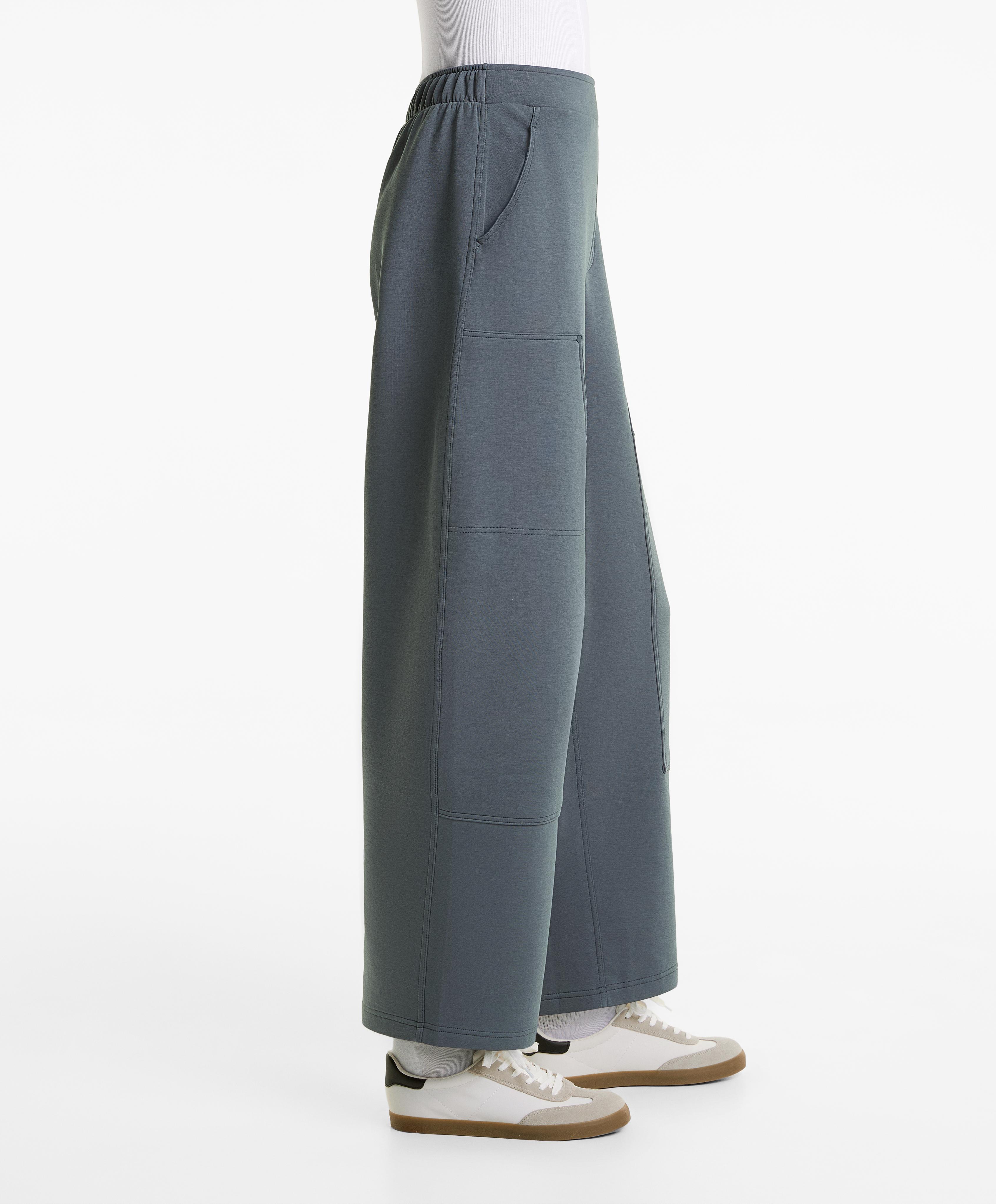 Relaxed cotton-blend trousers with front details Relaxed cotton-blend trousers with front details