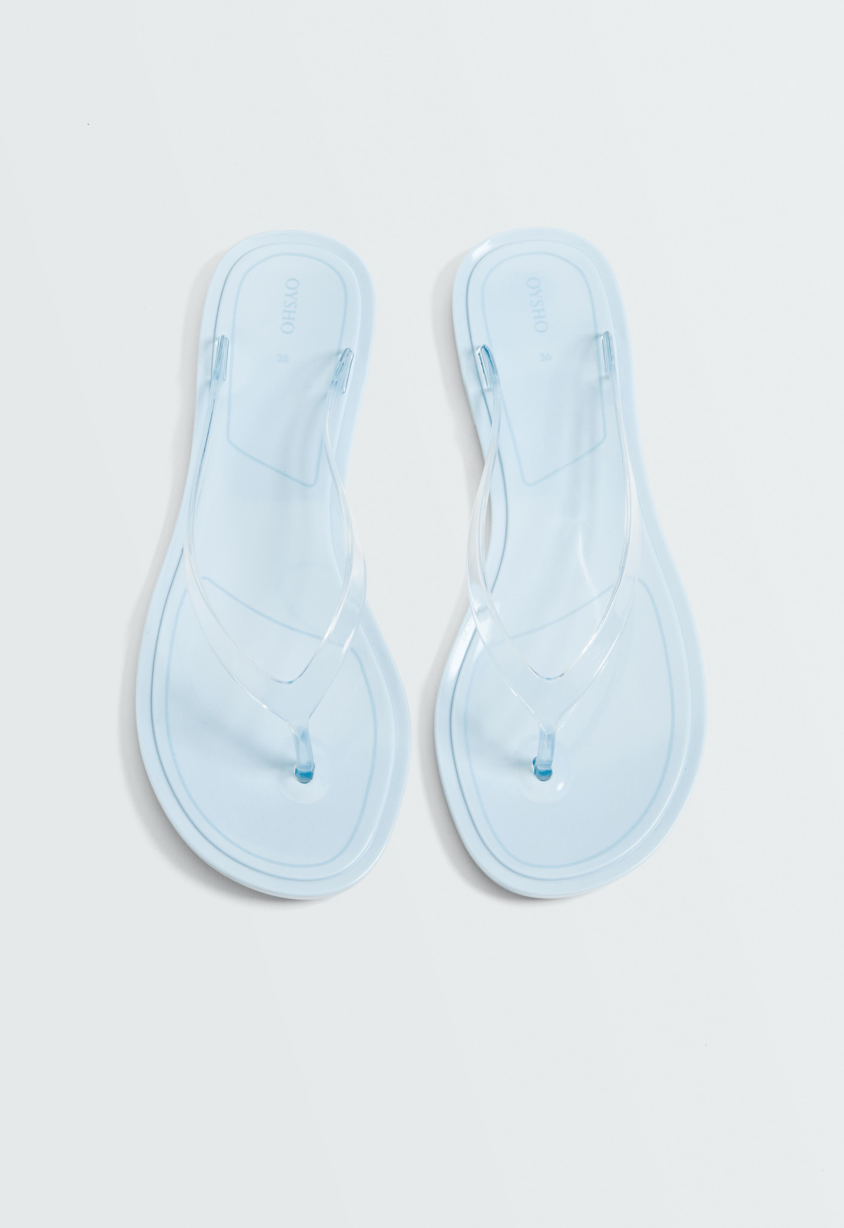 Translucent effect beachwear flip flops — PALE BLUE