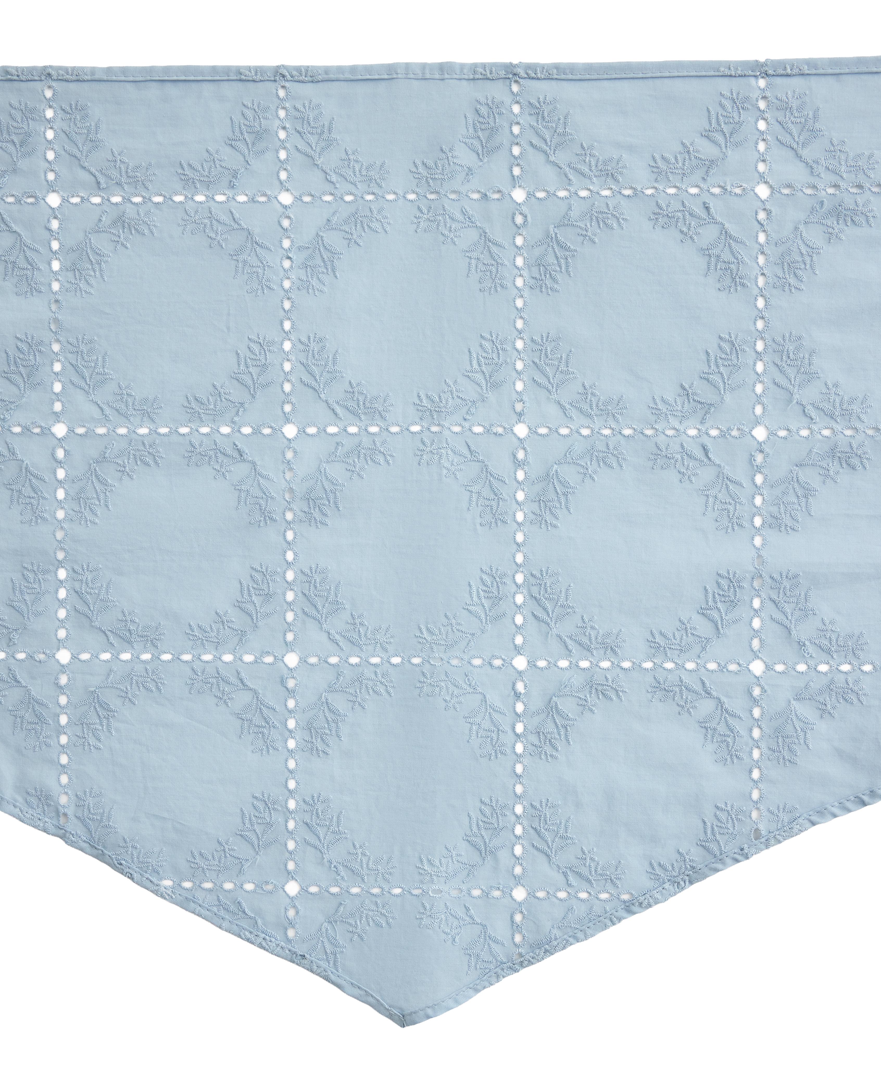 Embroidered 100% cotton scarf — PALE BLUE