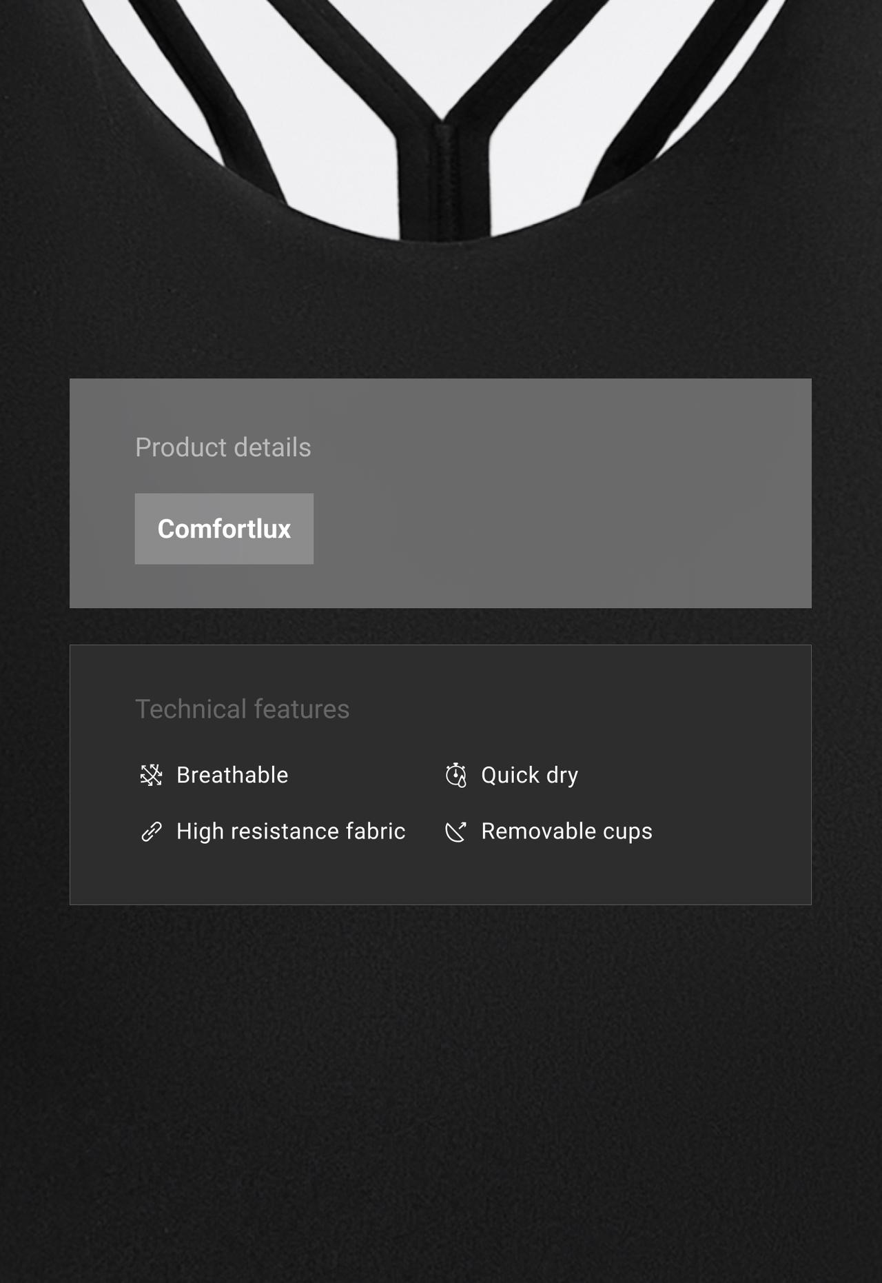 Comfortlux strap tank top with cups — BLACK
