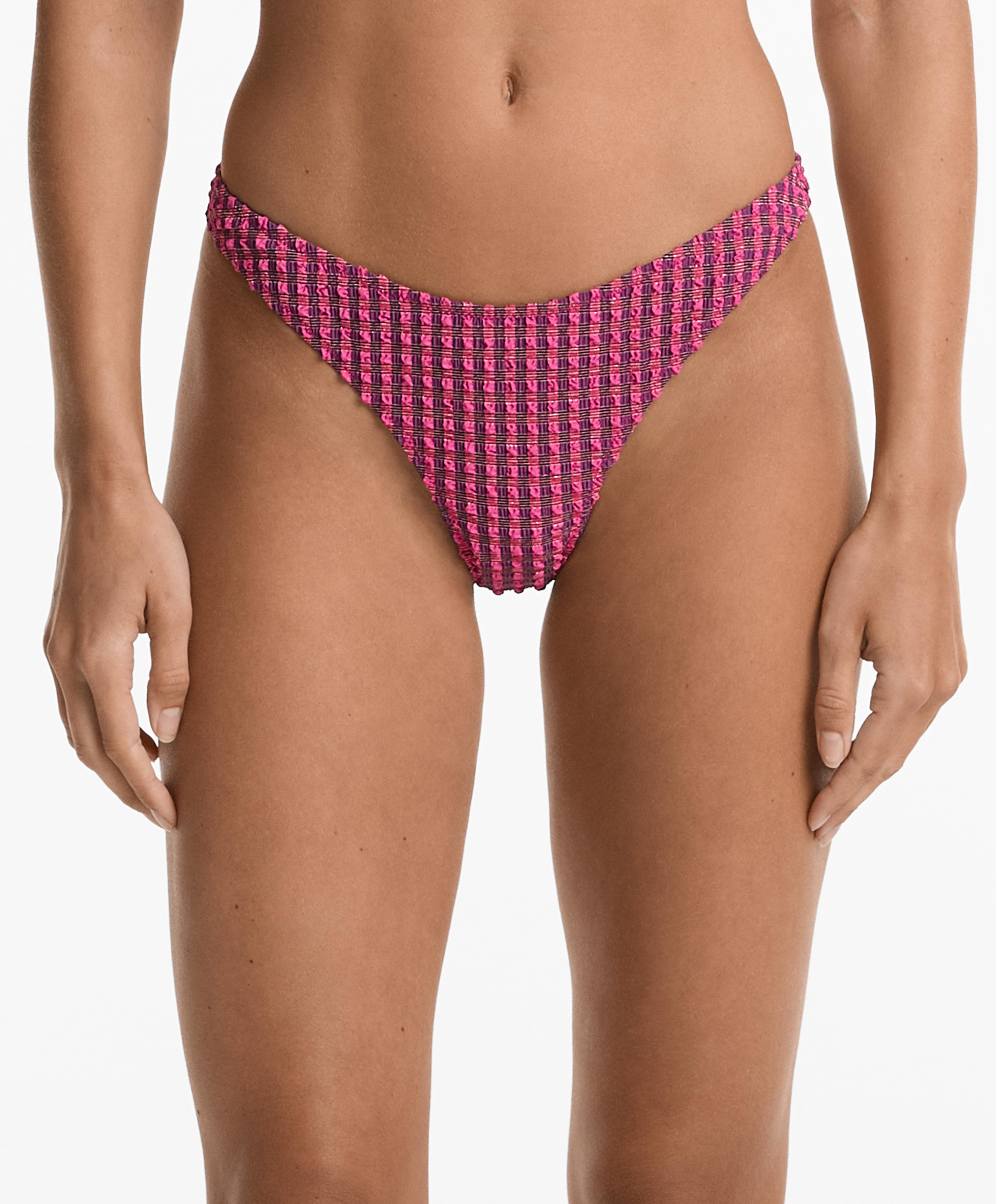 Gingham U-cut medium-coverage bikini briefs