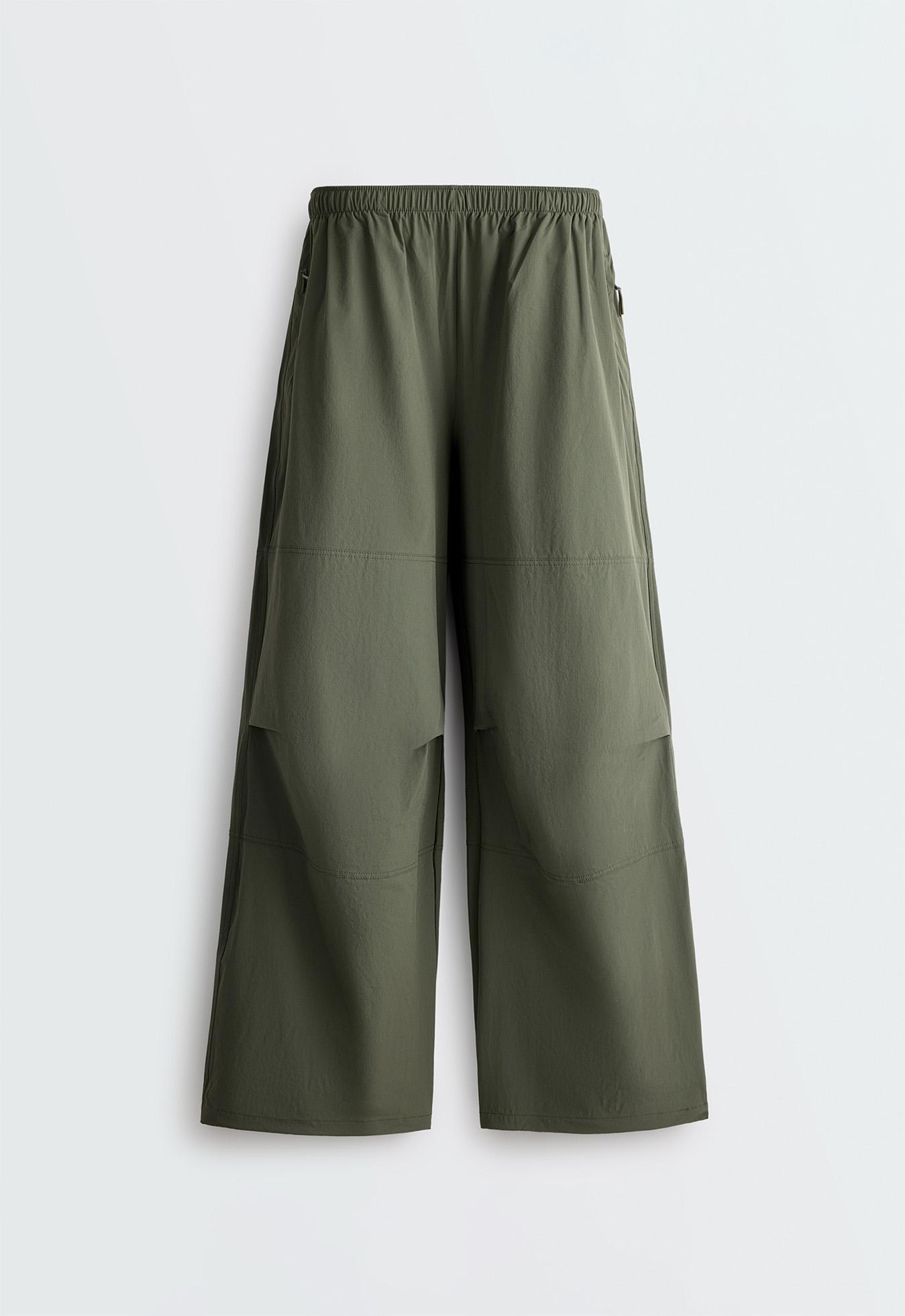 Adjustable technical wide-leg trousers — KHAKI