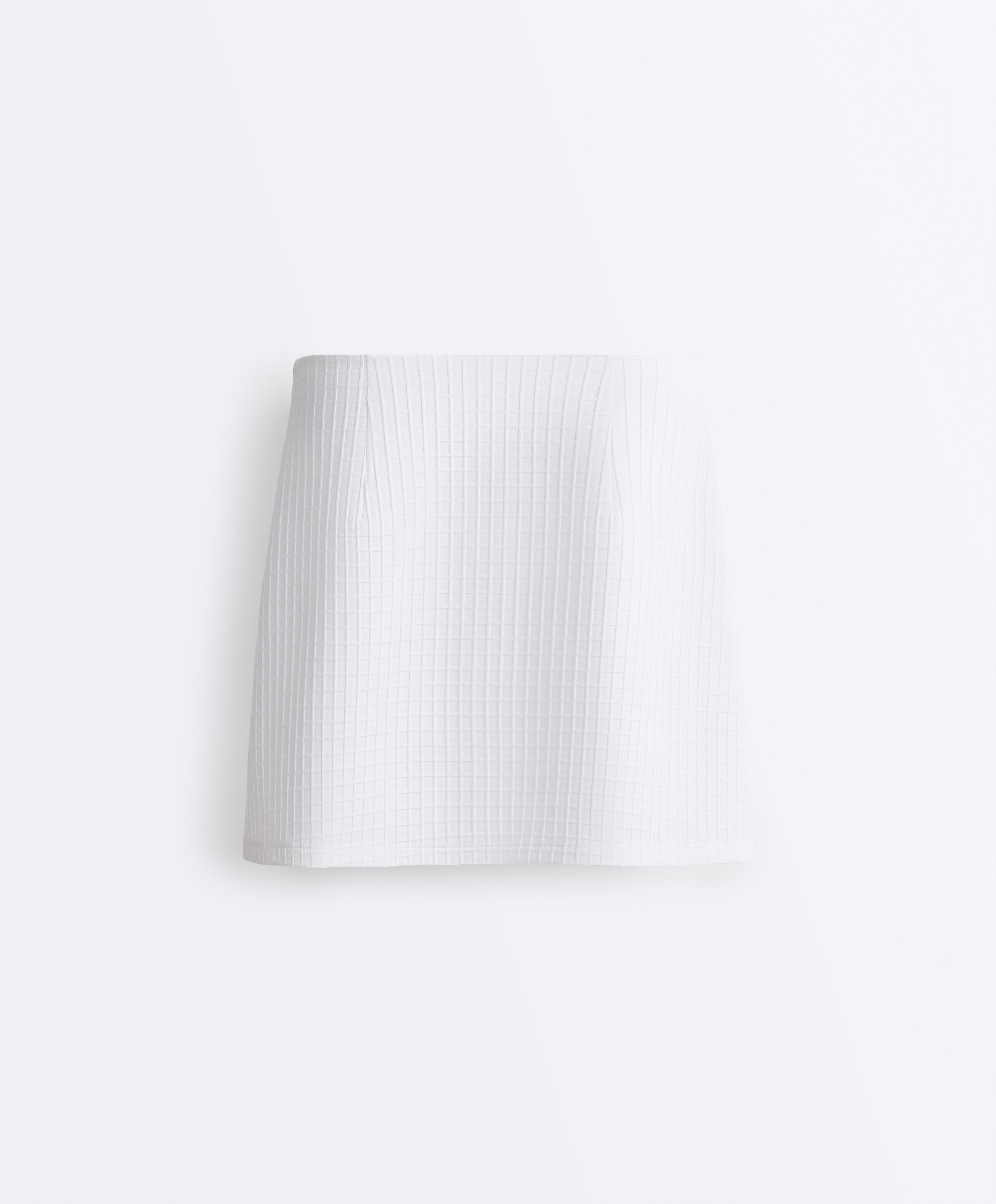 Check short skirt — WHITE