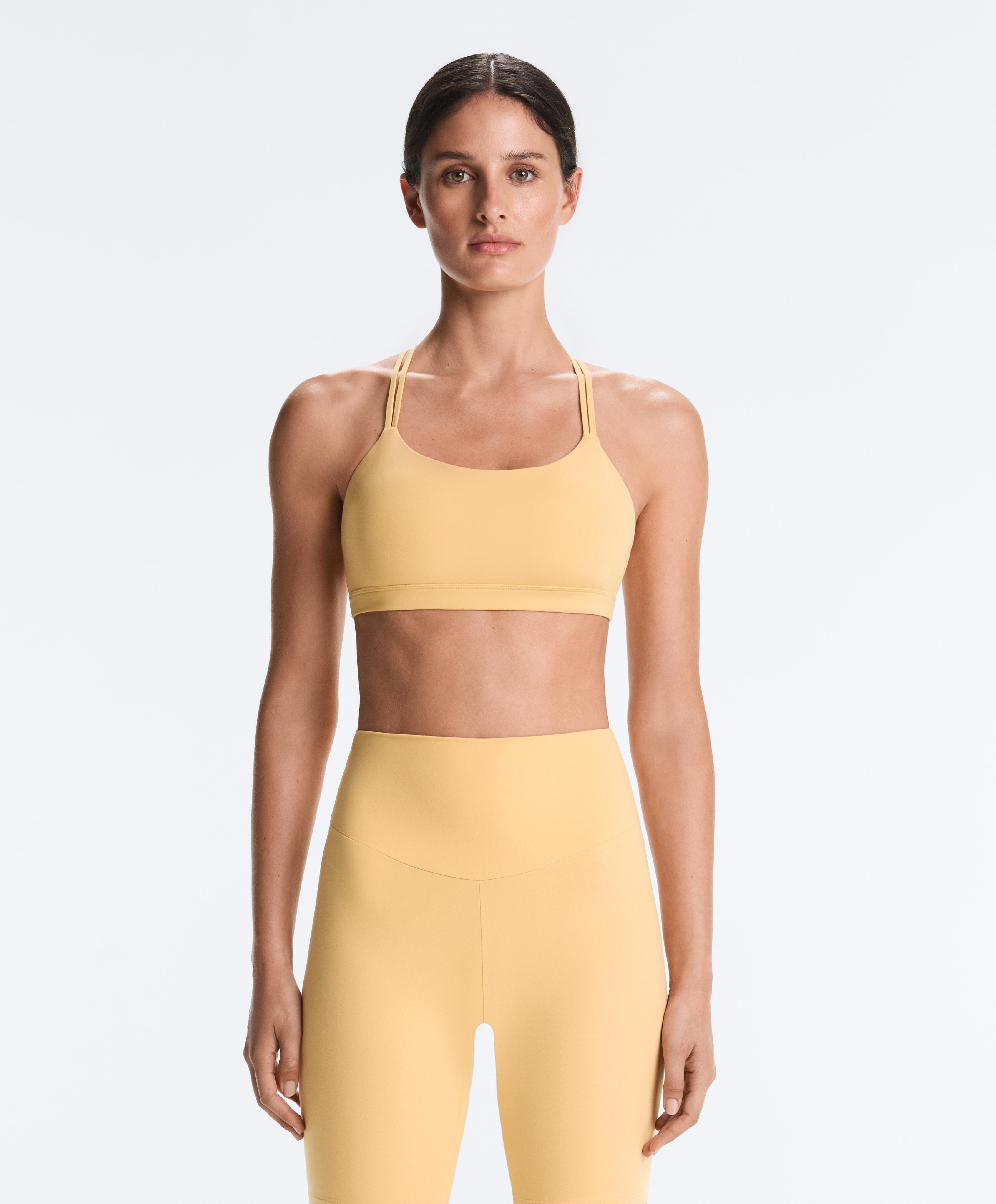 Comfortlux low-support crossover strap sports bra — BURNT YELLOW