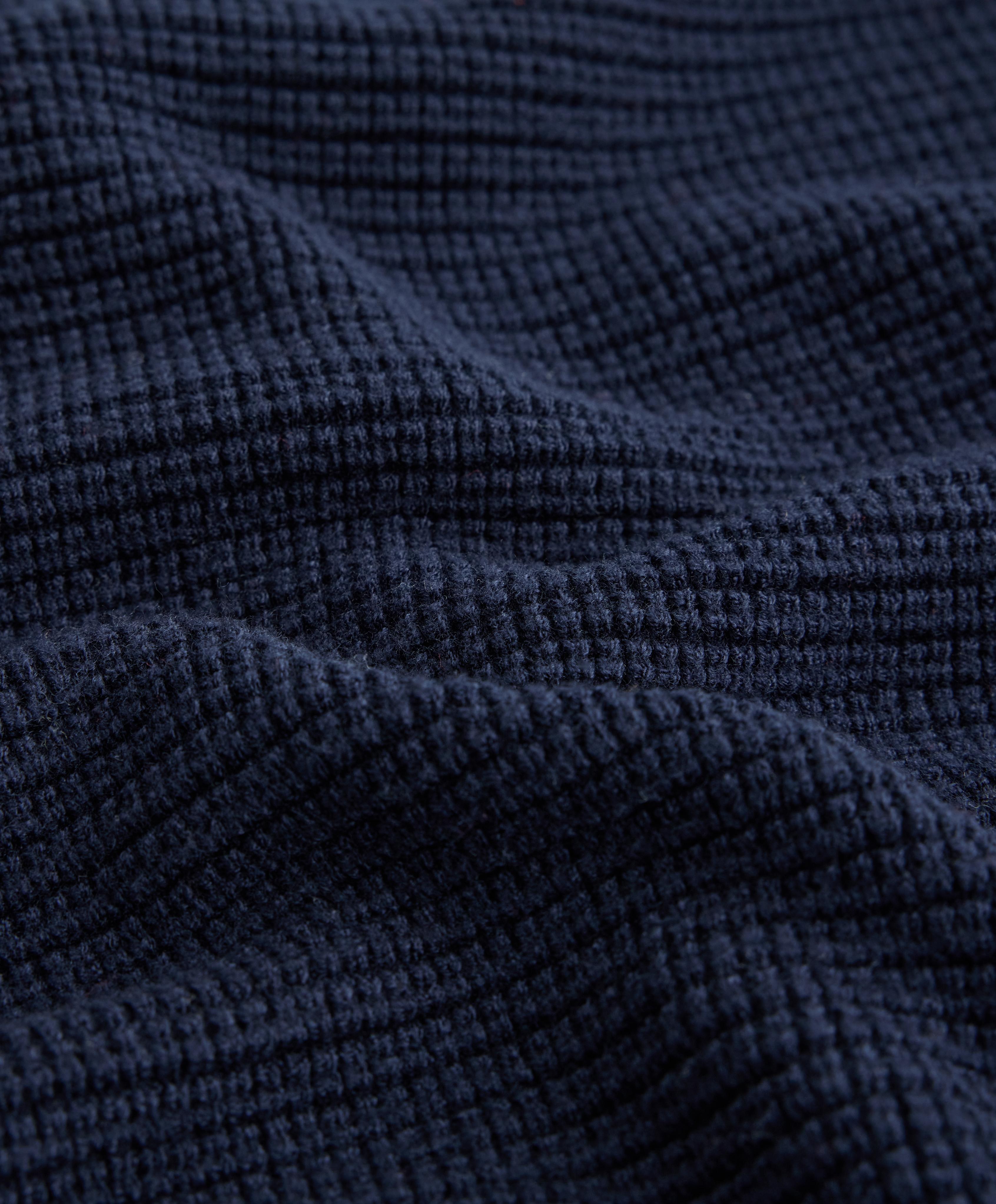High neck knit jacket — NAVY BLUE