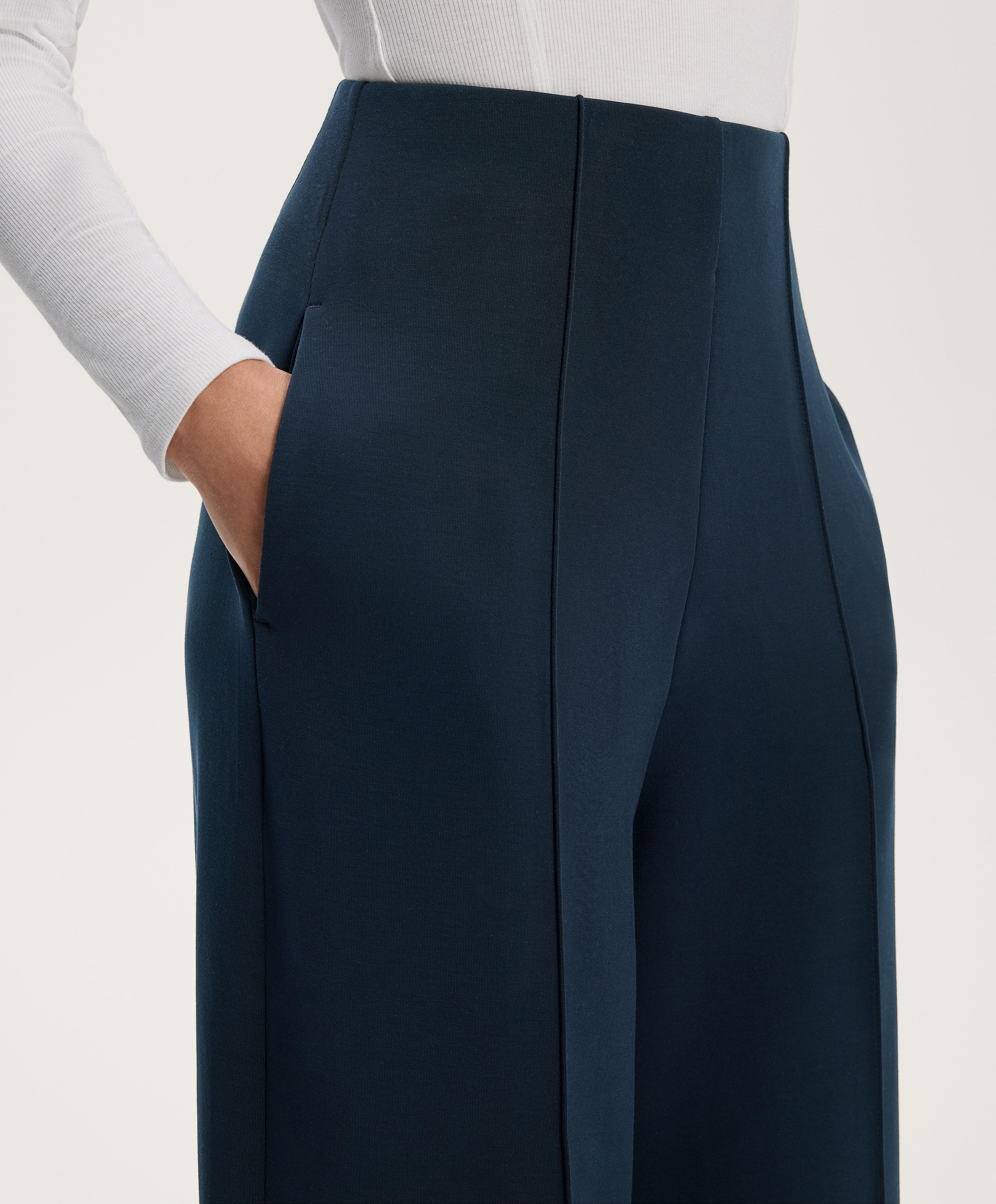 Straight-leg trousers with modal and crease — NAVY BLUE