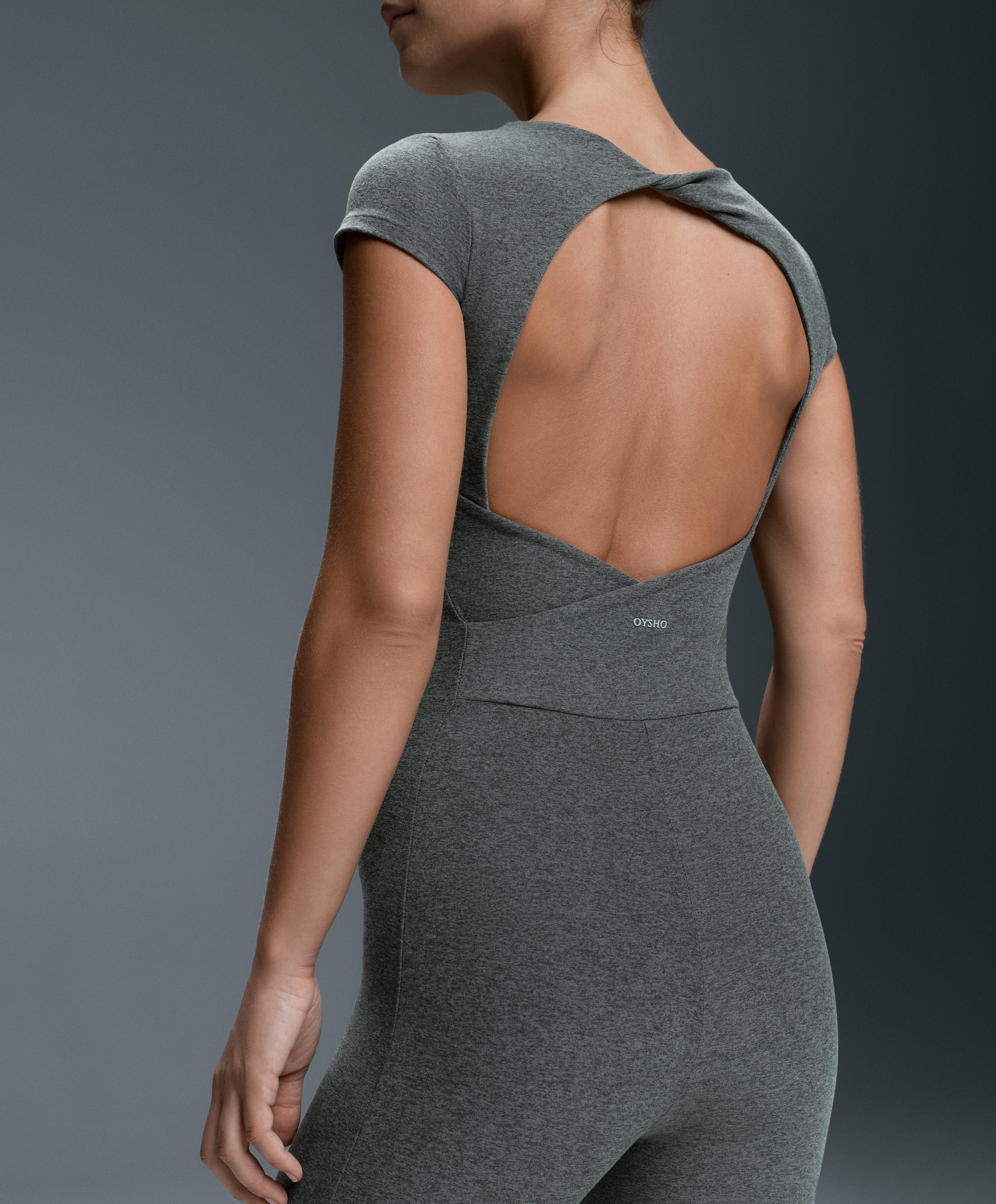 Comfortlux marl open-back short jumpsuit — DARK GREY MELANGE