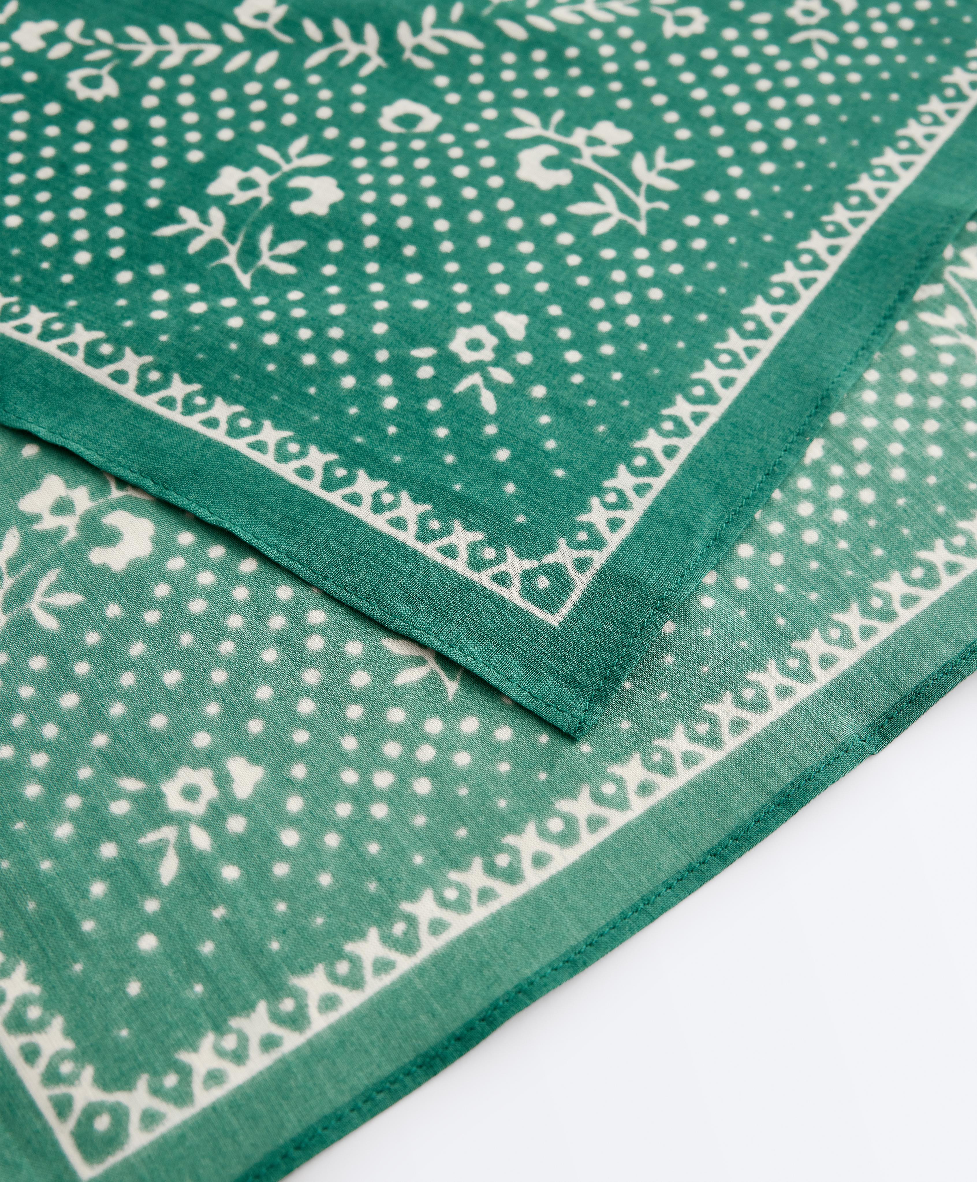 Floral 100% cotton print bandana — GRASS GREEN