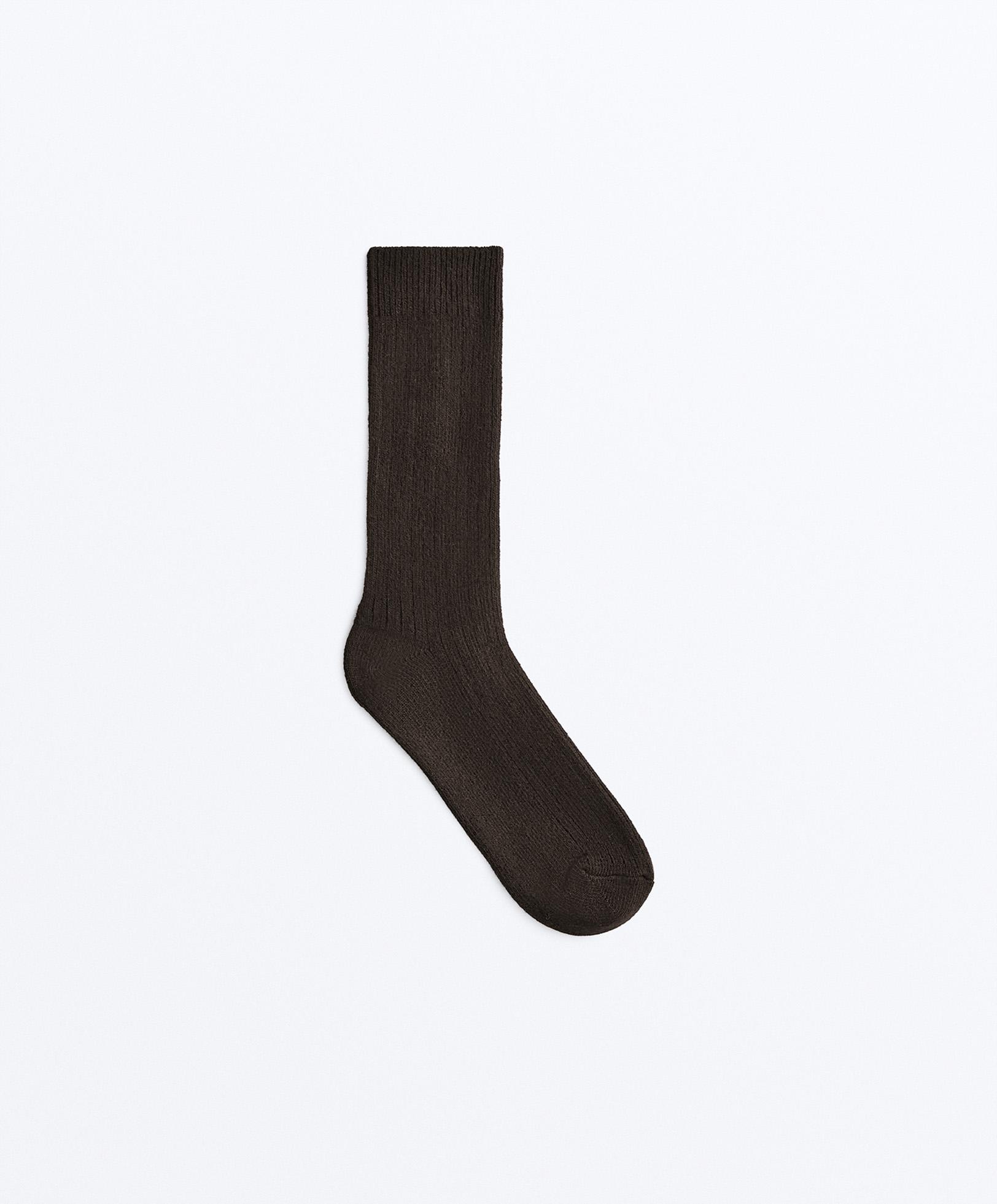 Modal blend classic socks with 13% cashmere — CHOCOLATE