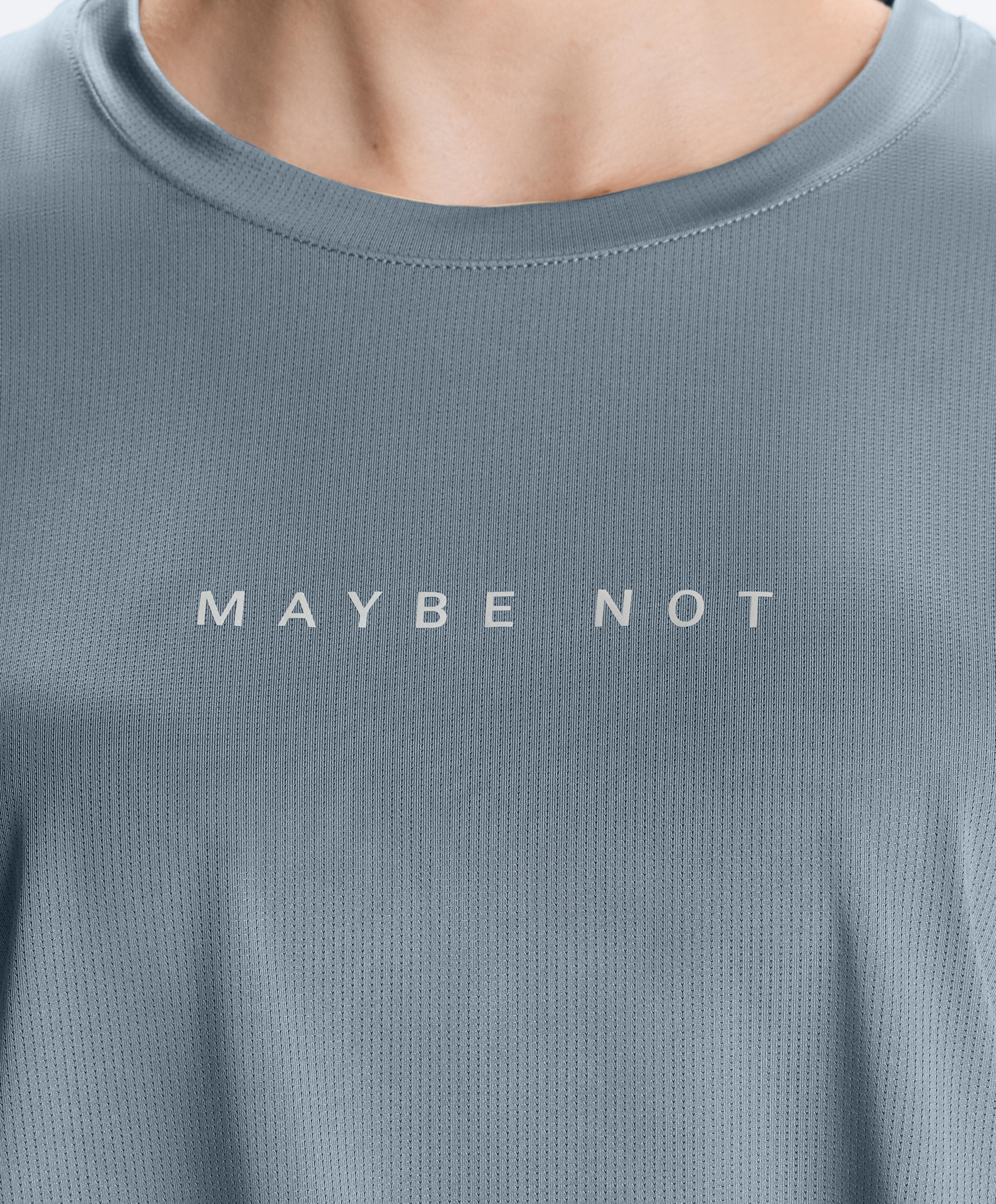 Long-sleeved technical T-shirt with text — MID GREY-BLUE