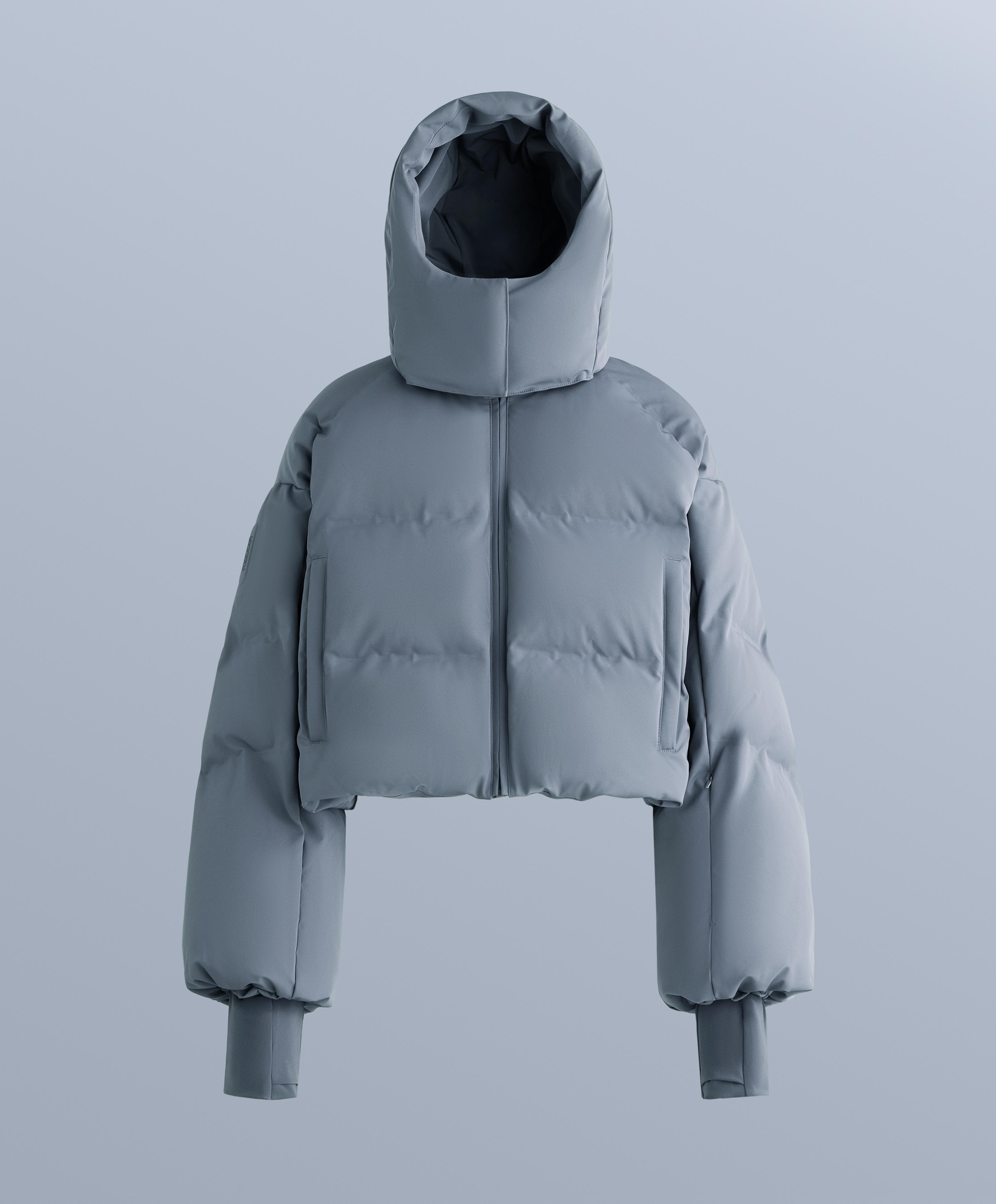 Lightweight 80% down and 20% MINARDI PIUME SKI water-resistant short jacket — GREY-BLUE