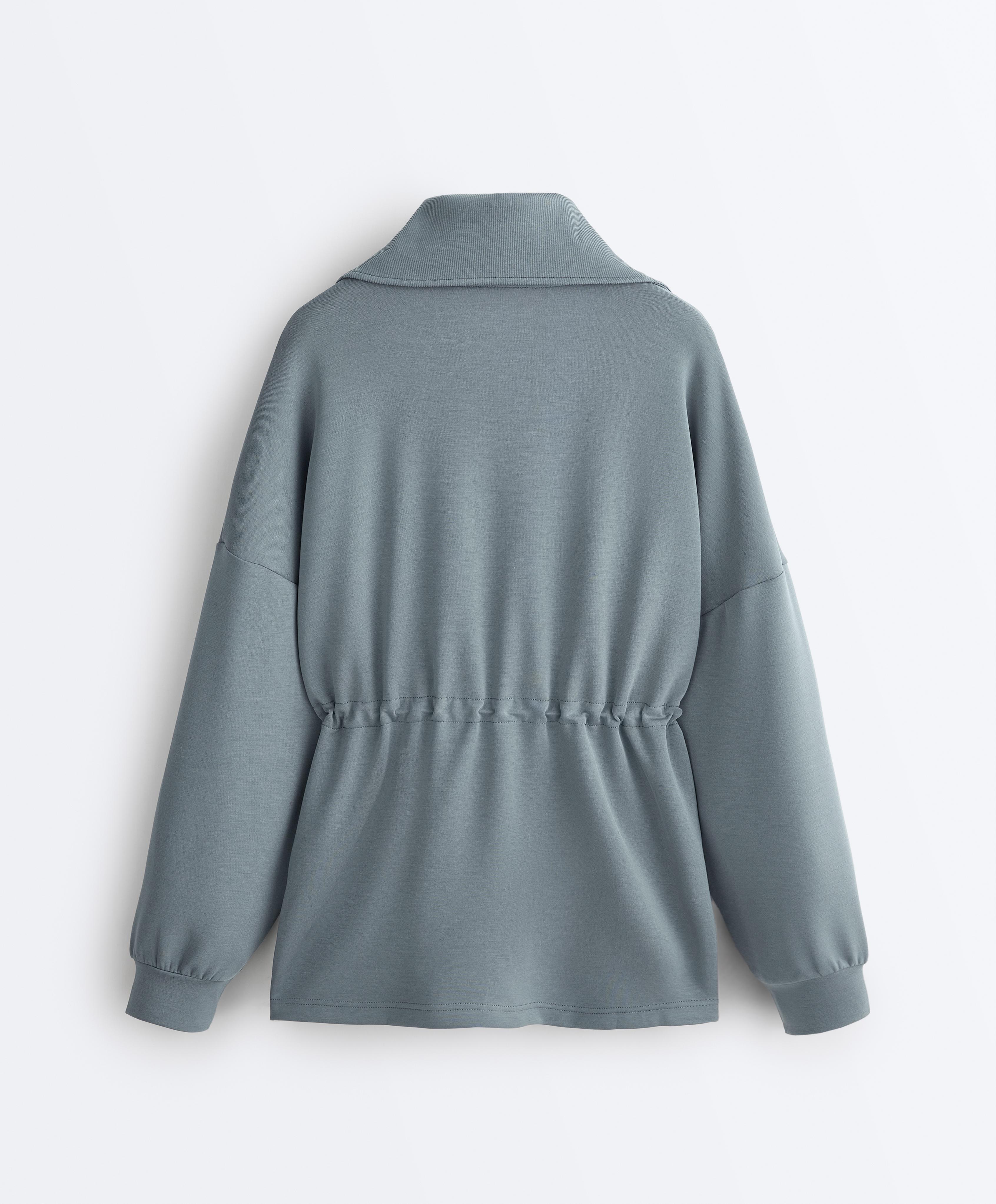 Half-zip sweatshirt with soft-touch modal — DARK GREY-BLUE