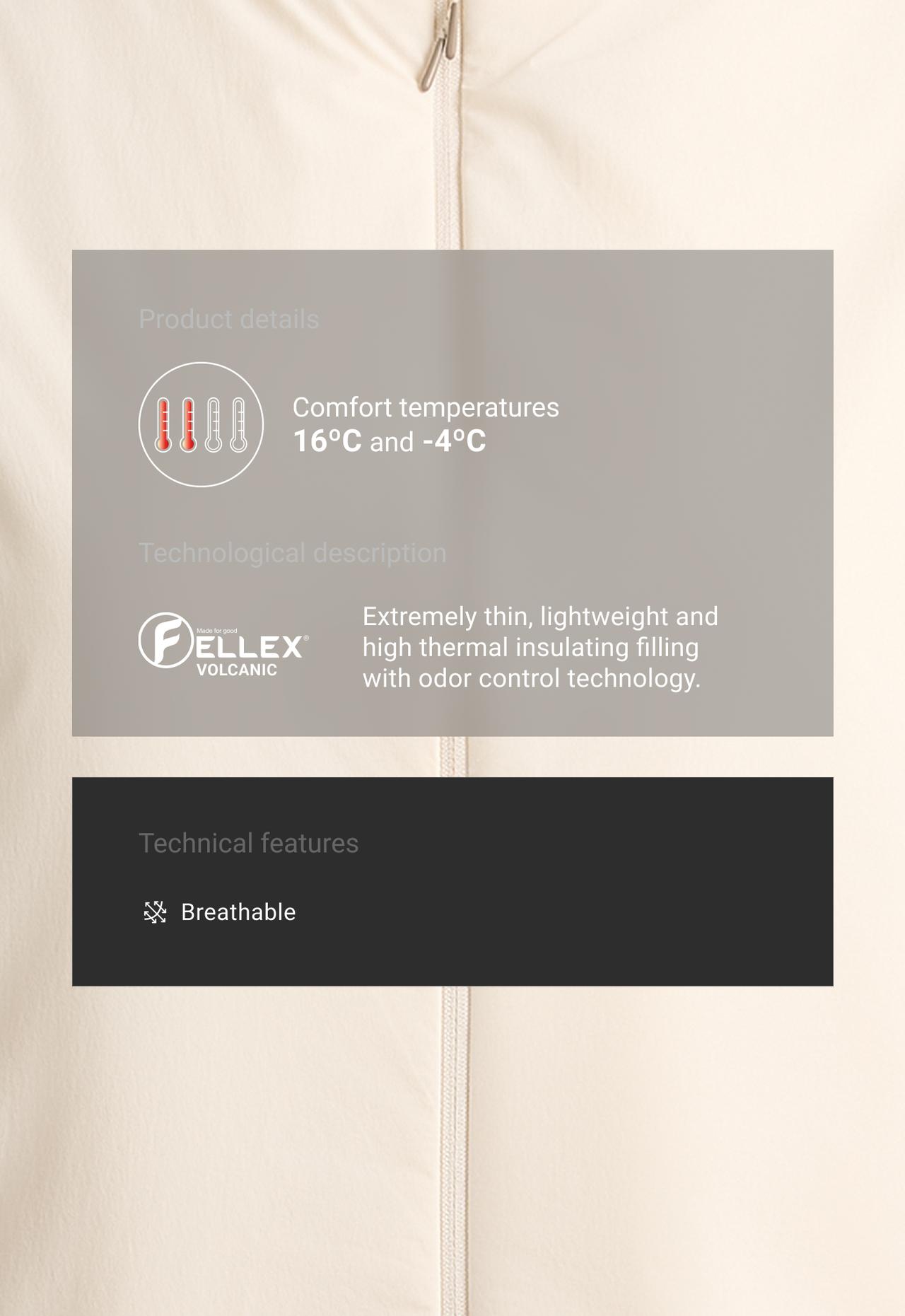 FELLEX® Volcanic technical padded gilet with piping — PALE ECRU