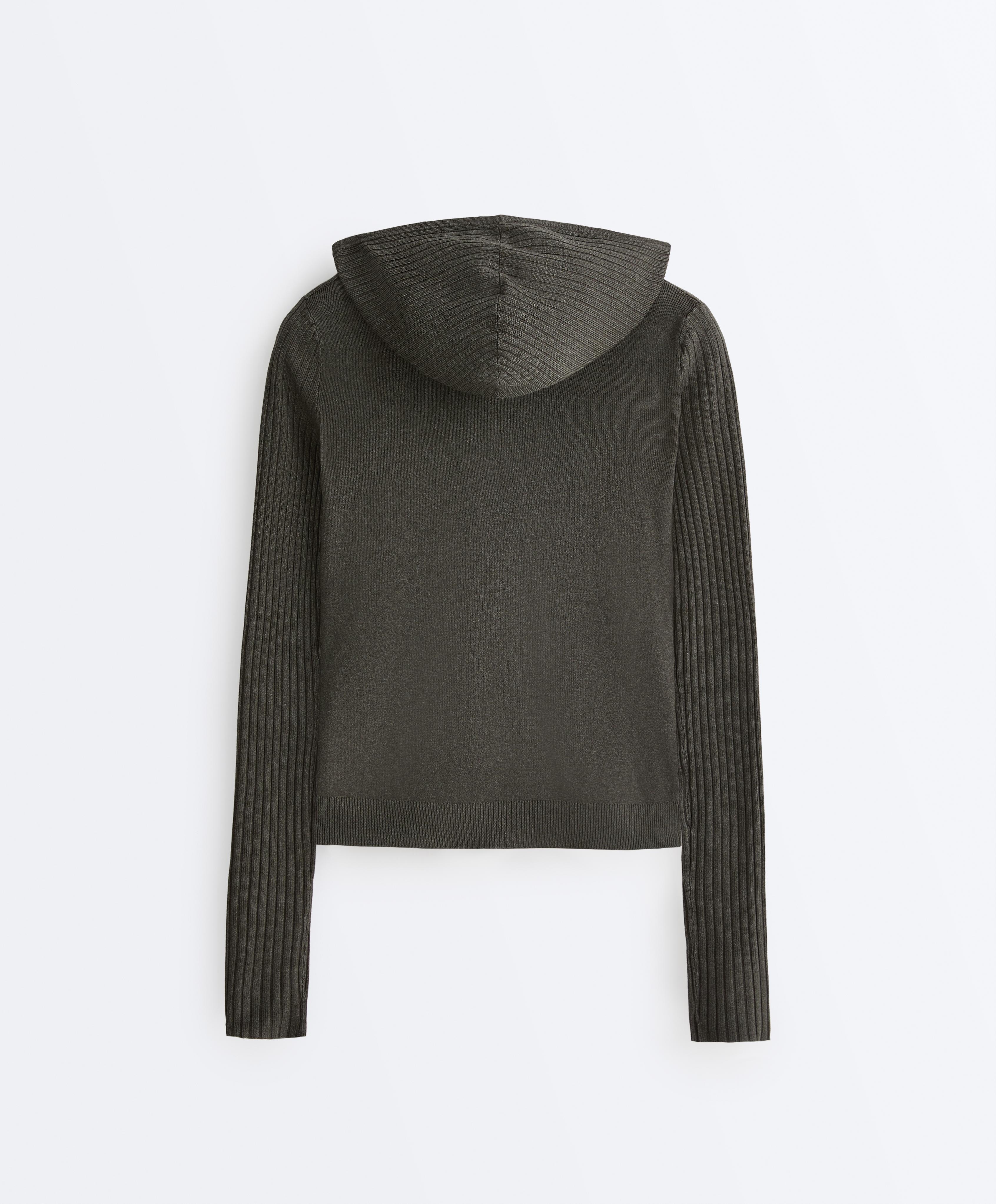 Slim Fit knit jacket with hood — GREEN
