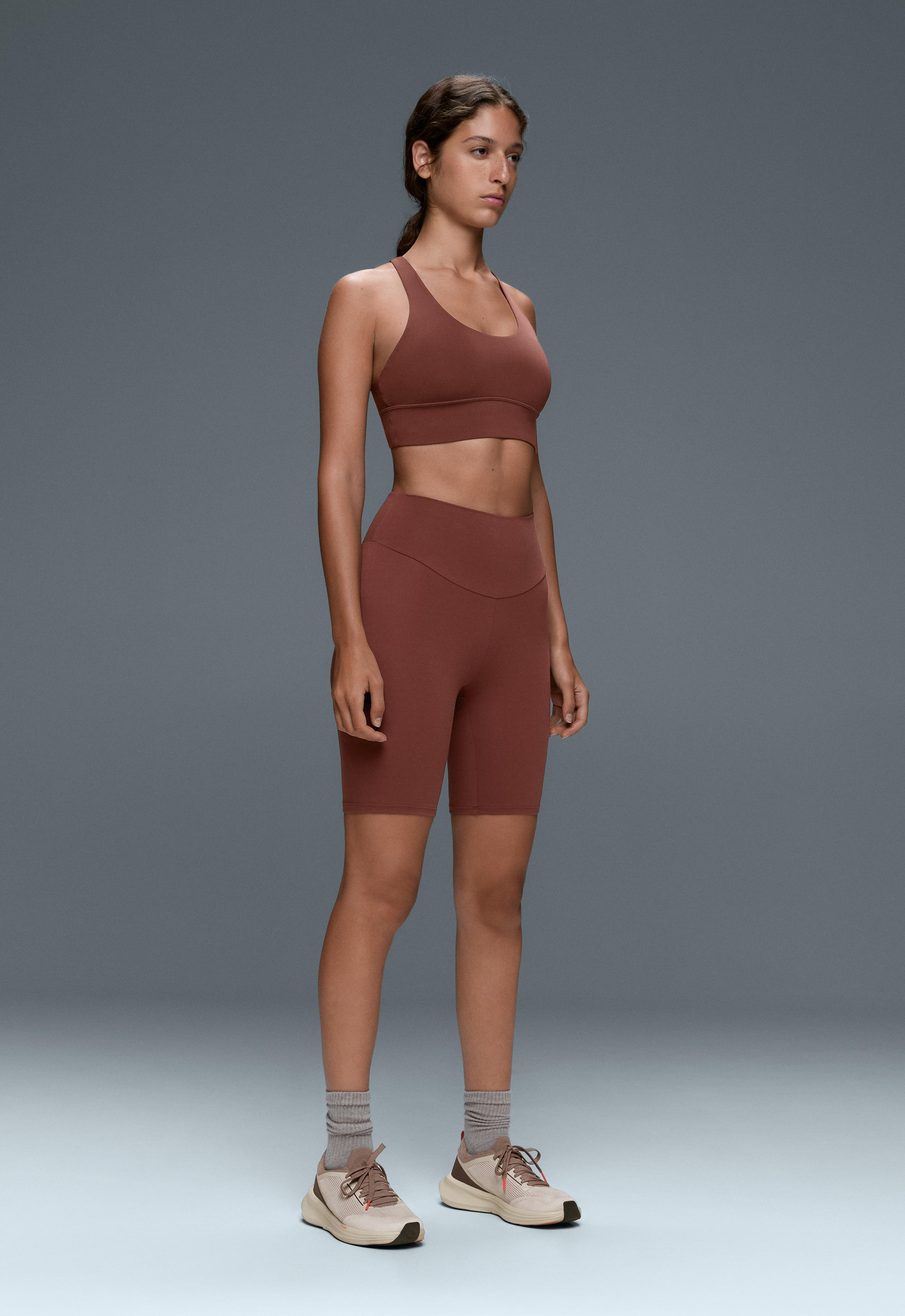 Comfortlux high-rise 20cm biker leggings — TERRACOTTA
