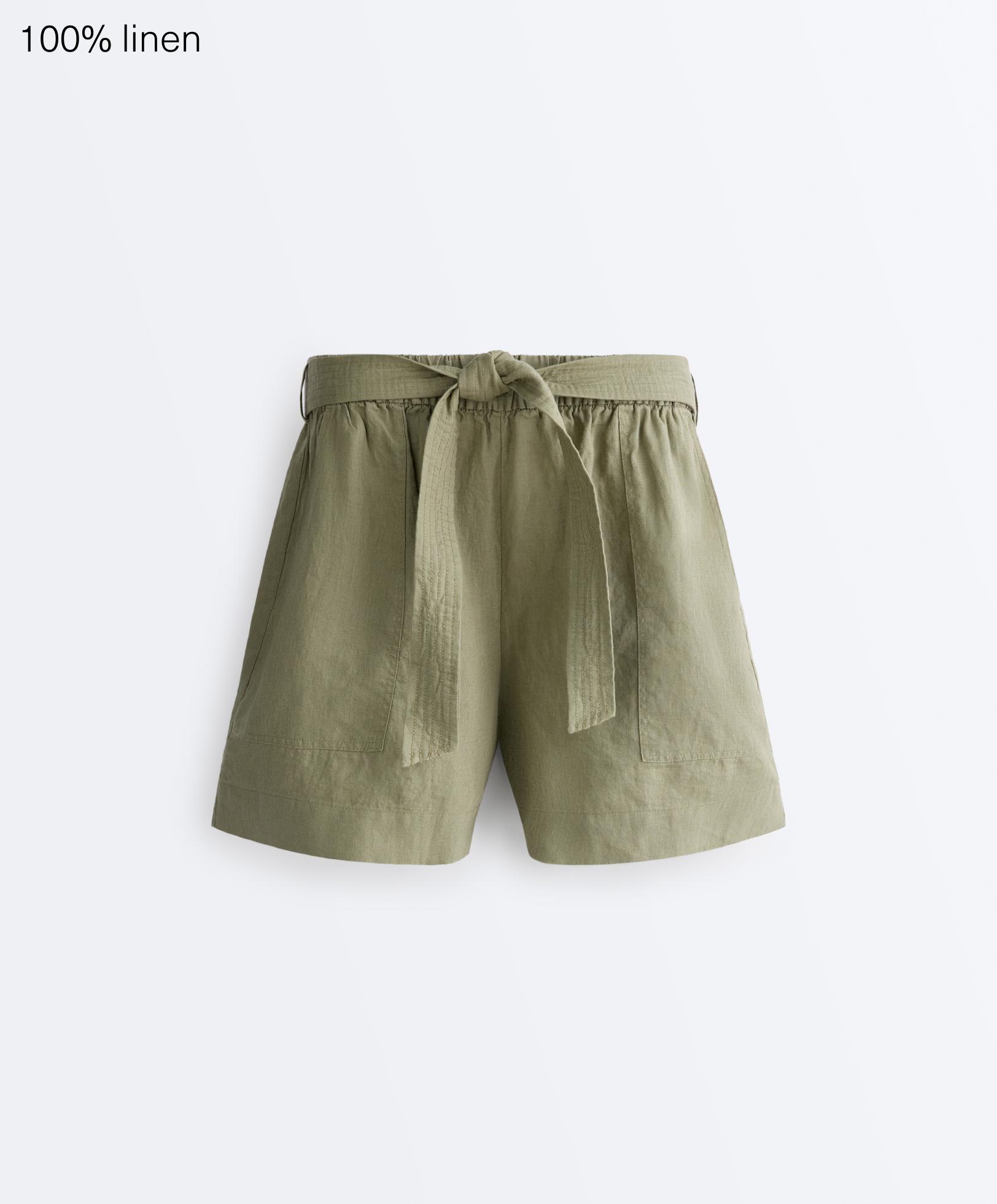 100% linen shorts with belt 100% linen shorts with belt