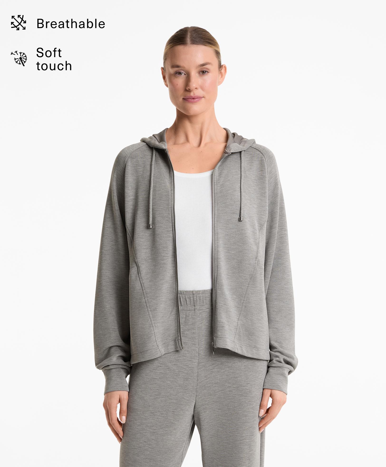 Hooded boxy jacket with modal - Sale