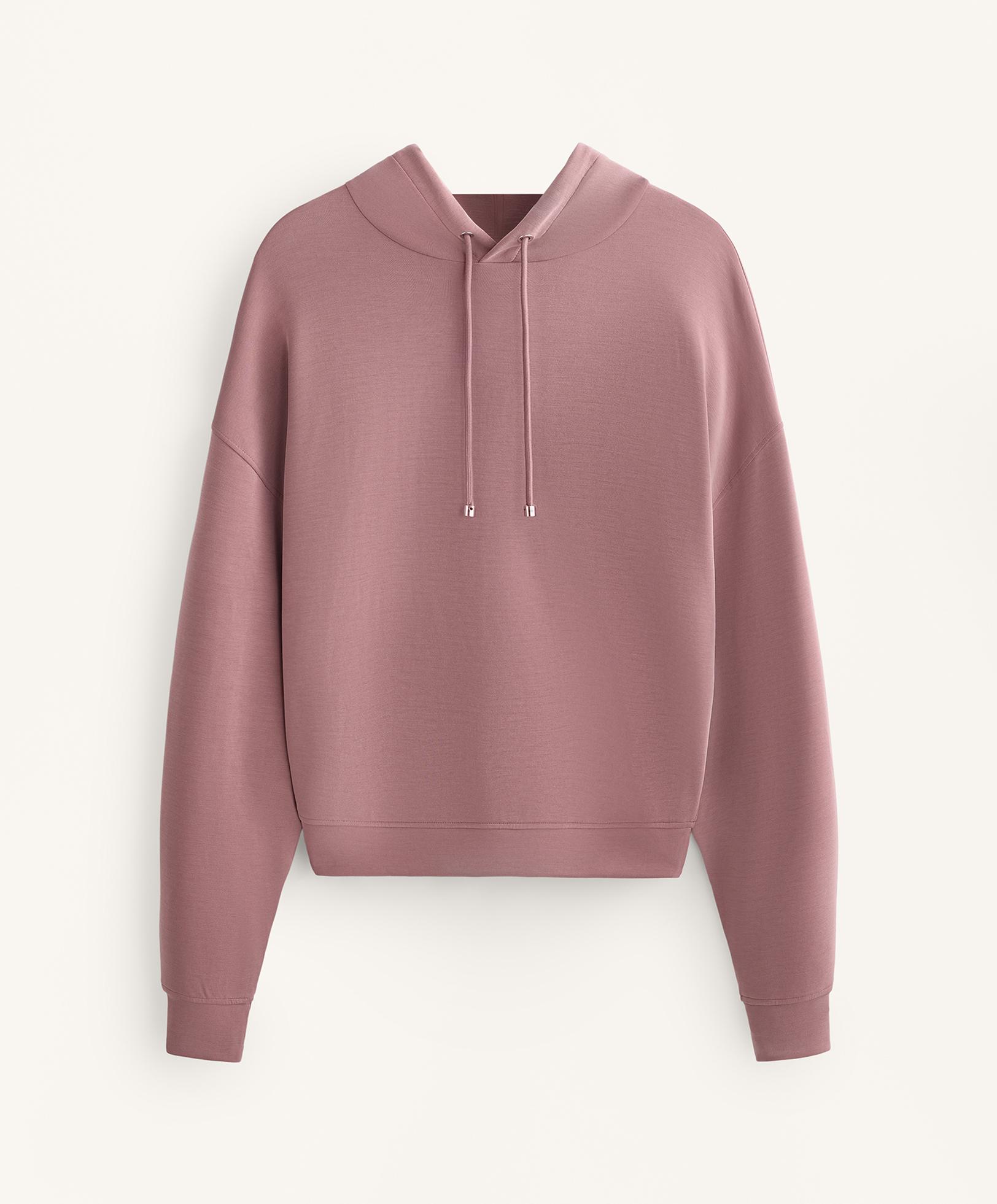 Boxy hooded sweatshirt with modal — PINK-MAUVE