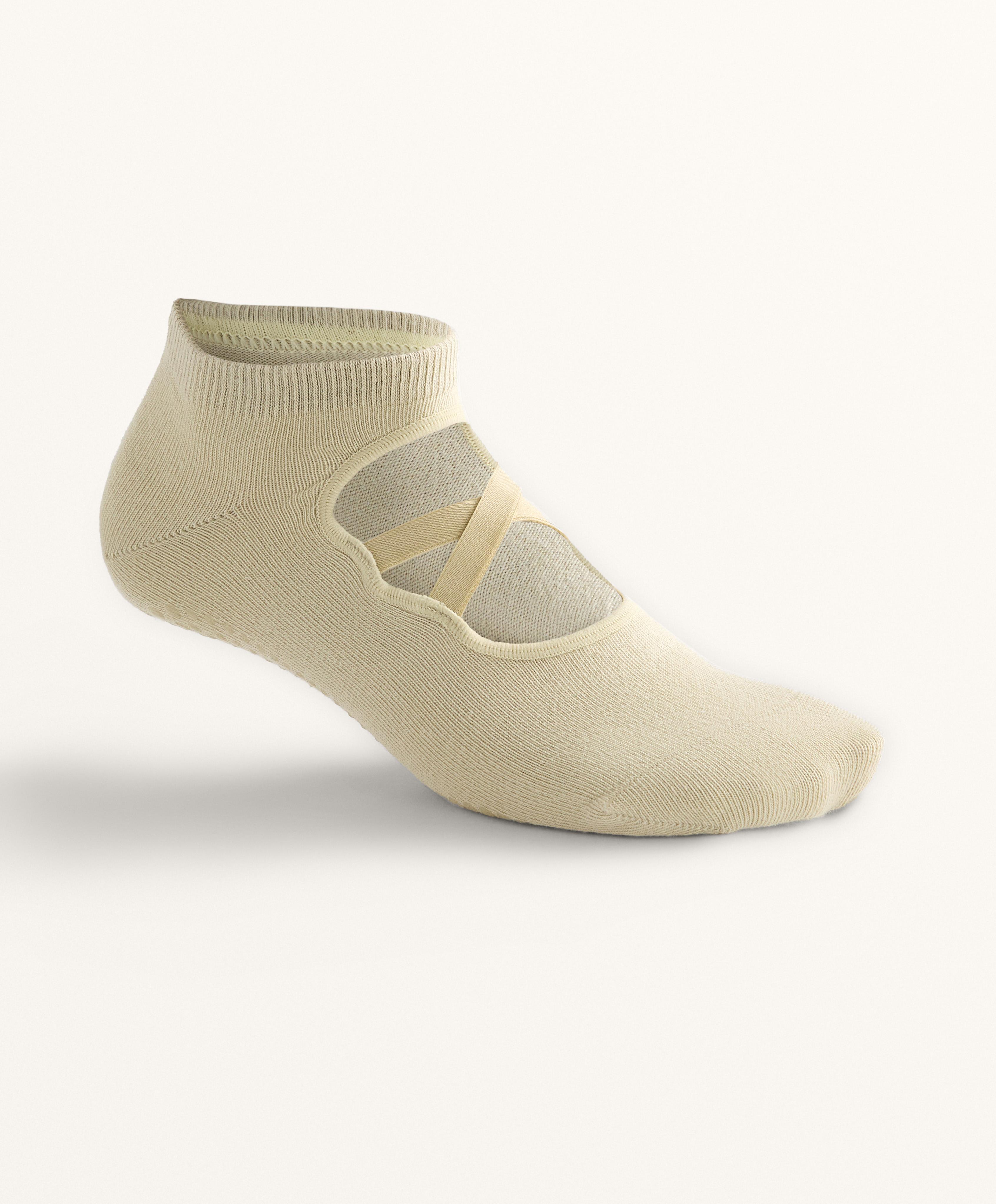 2 pairs of cotton blend yoga and Pilates socks with crossover straps