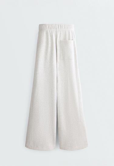 Heathered cotton straight-leg trousers — PALE GREY MELANGE 8