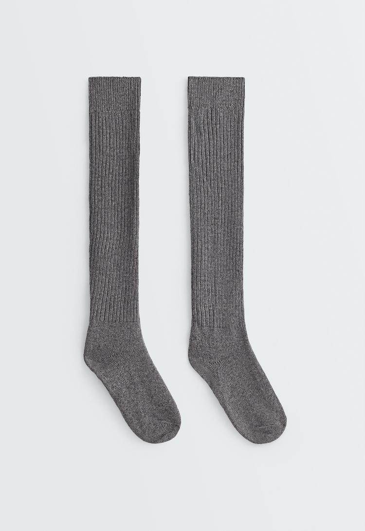 22% cashmere 10% wool long socks — DARK-GREY MELANGE