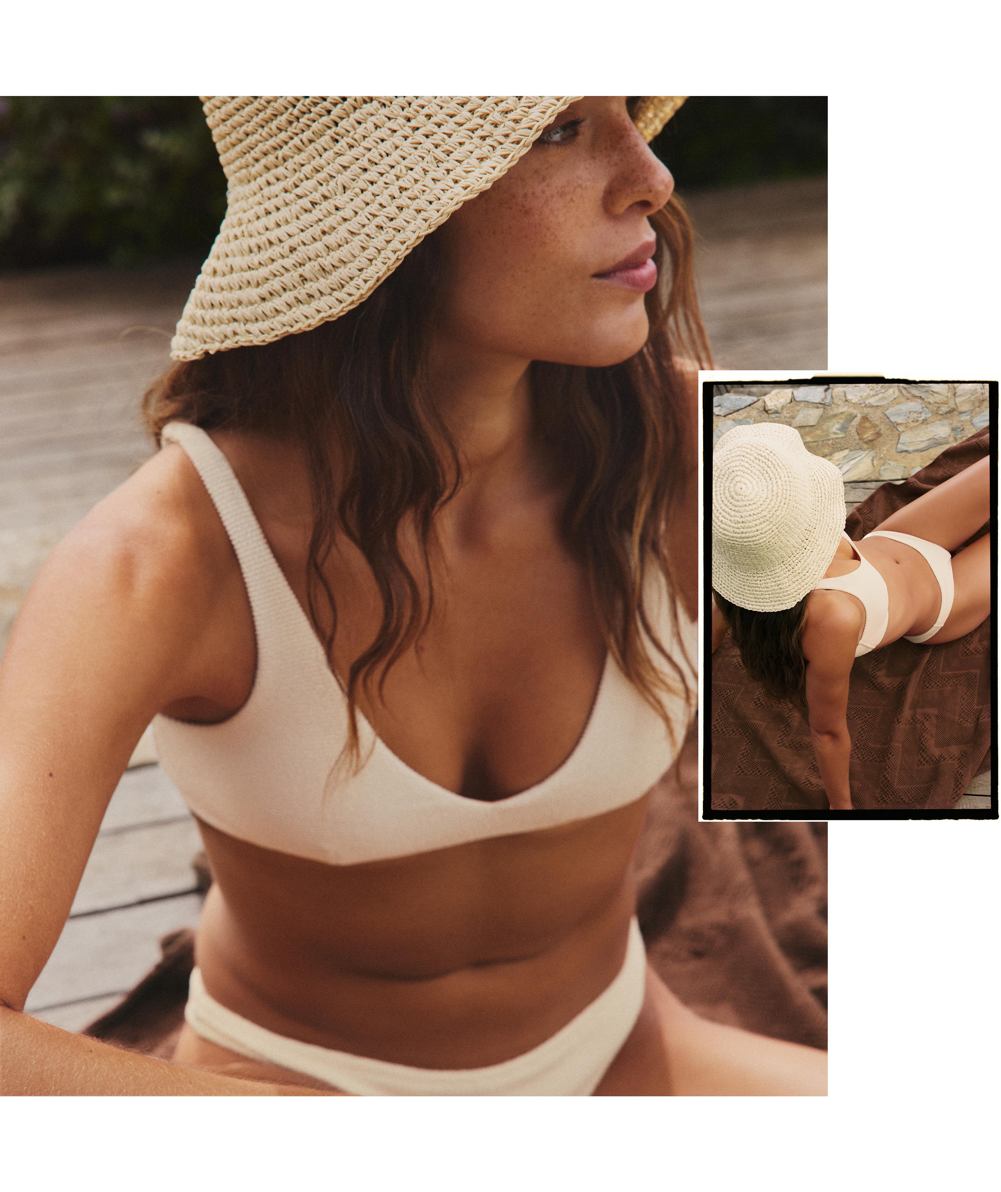 Crinkle halter bikini — ECRU