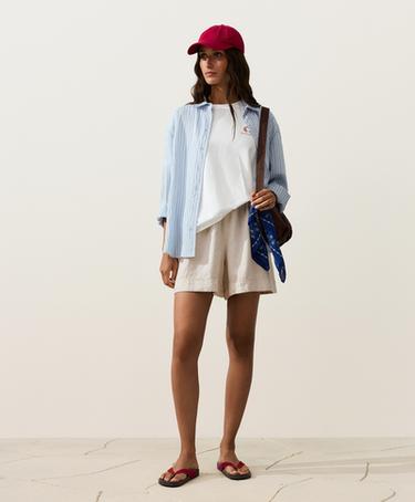 100% linen Bermuda shorts — SAND MELANGE 6