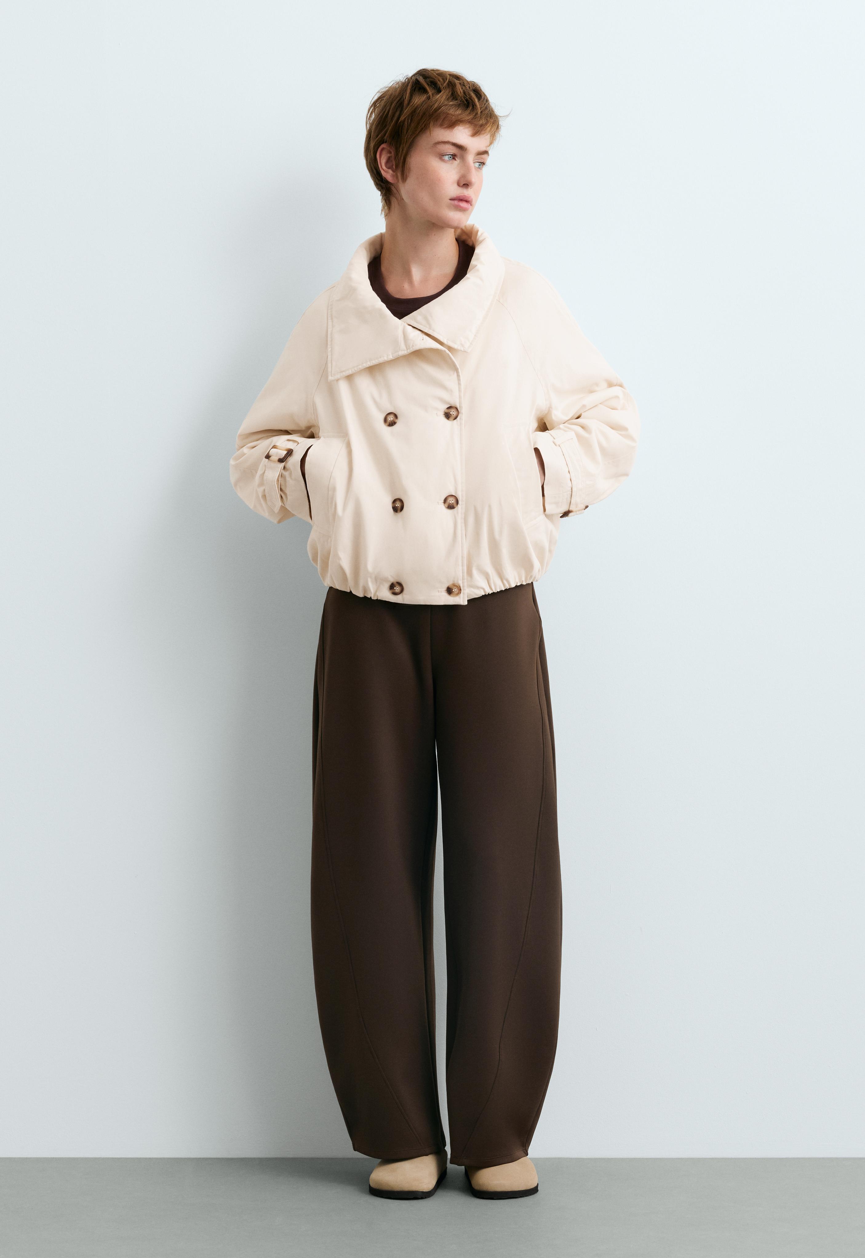 Neoprene-effect high-rise cocoon trousers