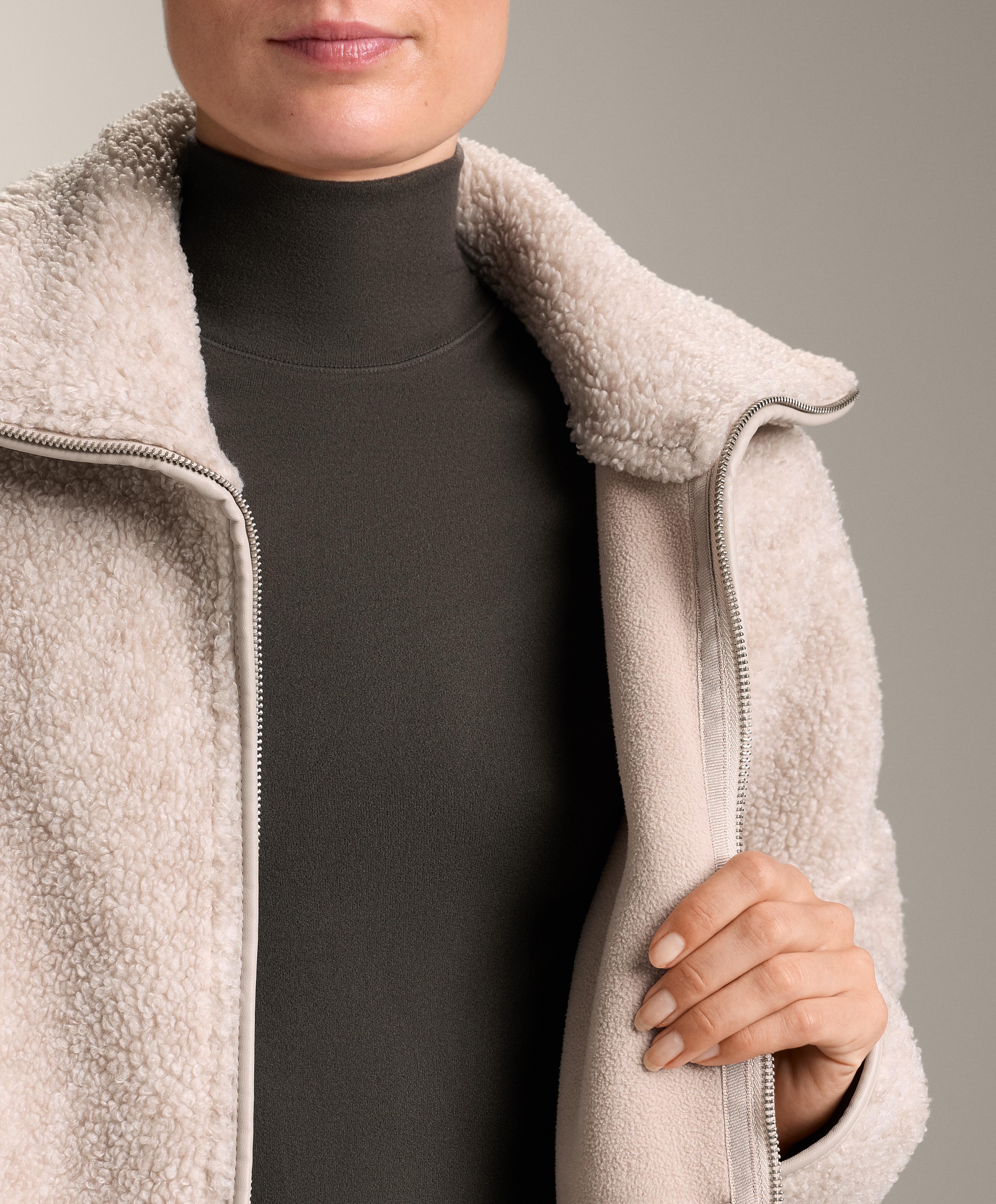 Oversize faux-shearling jacket — PALE ASPHALT