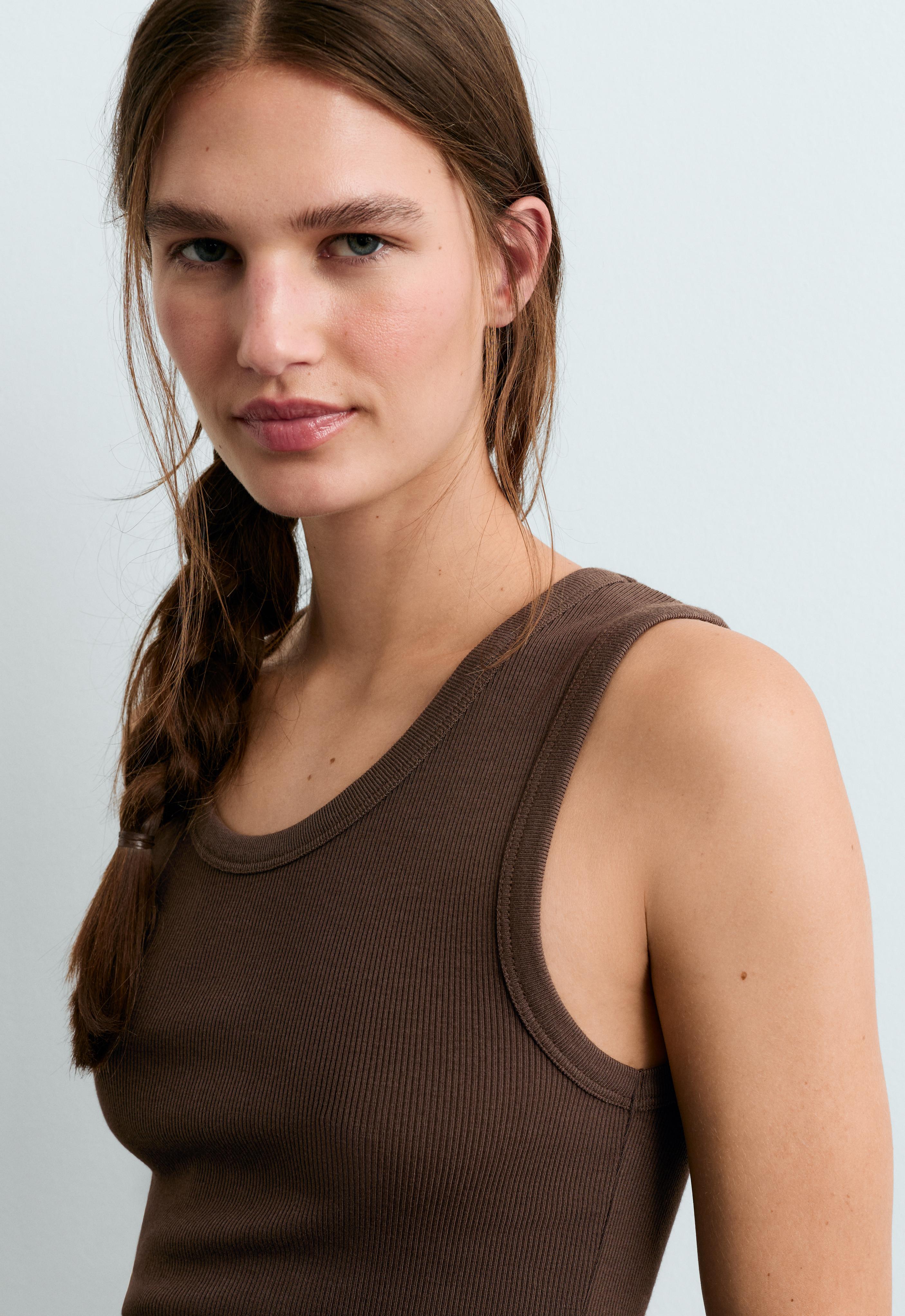 Rib T-shirt with wide straps, cotton and modal Rib T-shirt with wide straps, cotton and modal