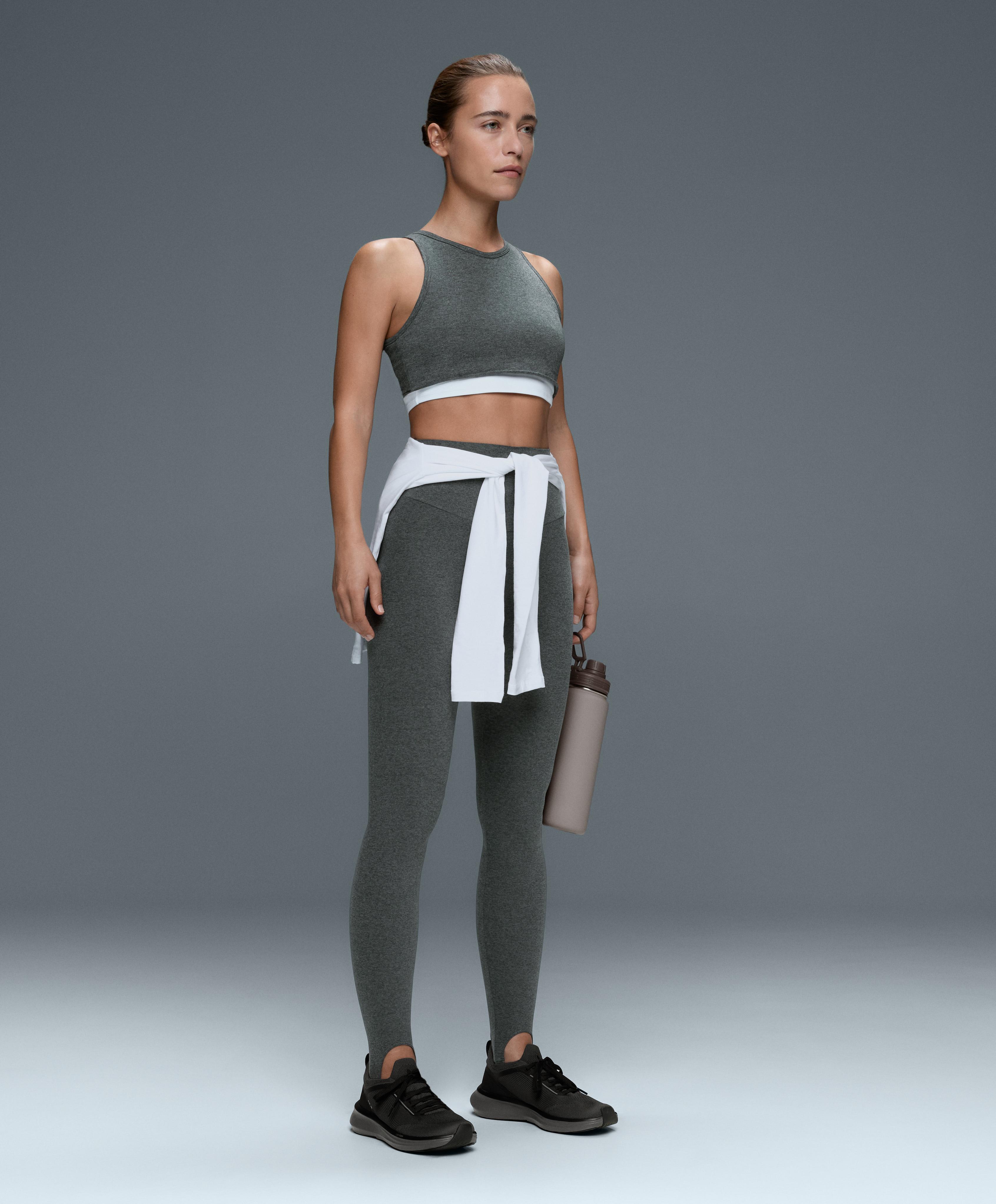 Marl overlay halterneck tank top — DARK GREY MELANGE