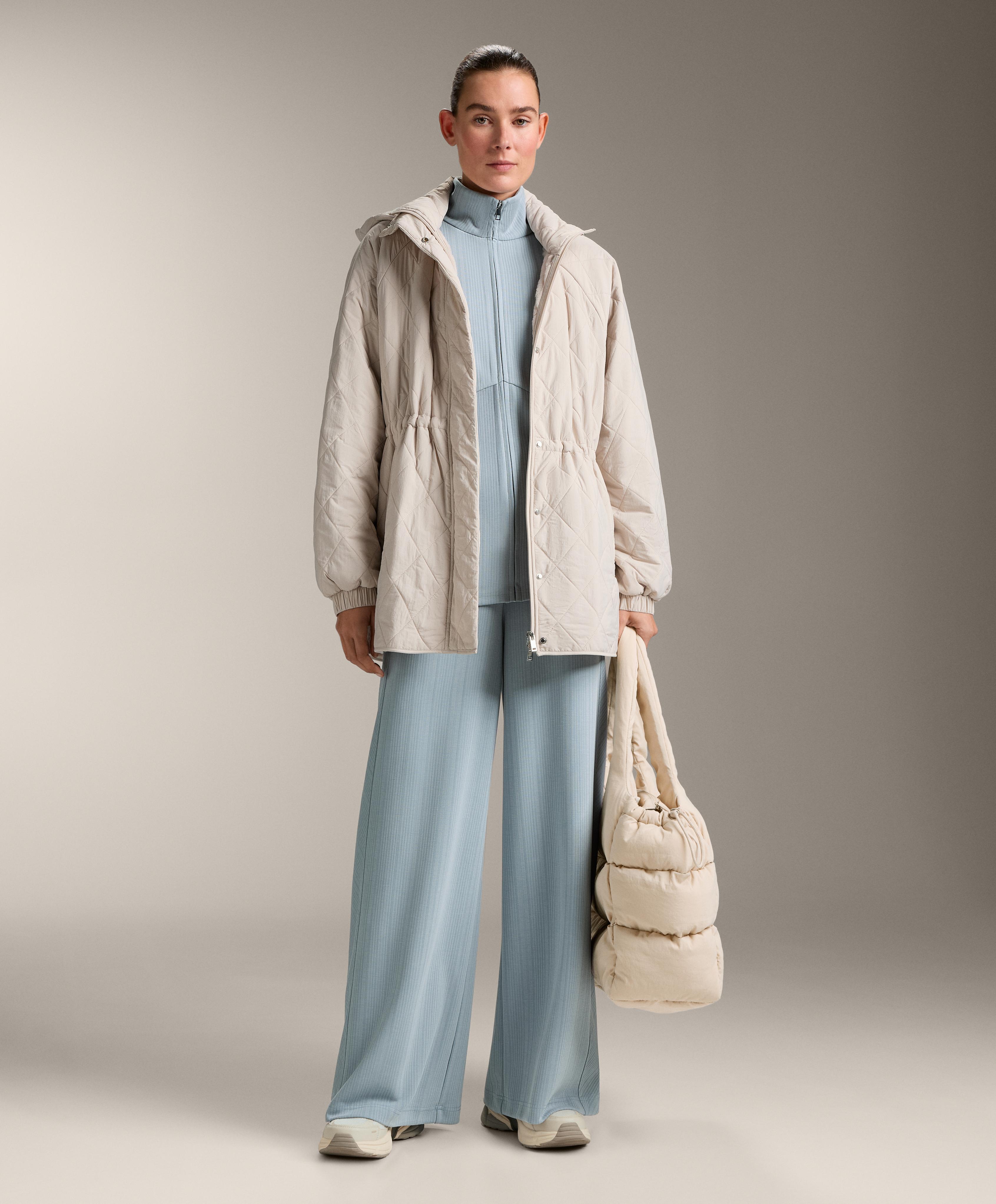 Long asymmetrical stripe jacket with modal — DUSTY-BLUE