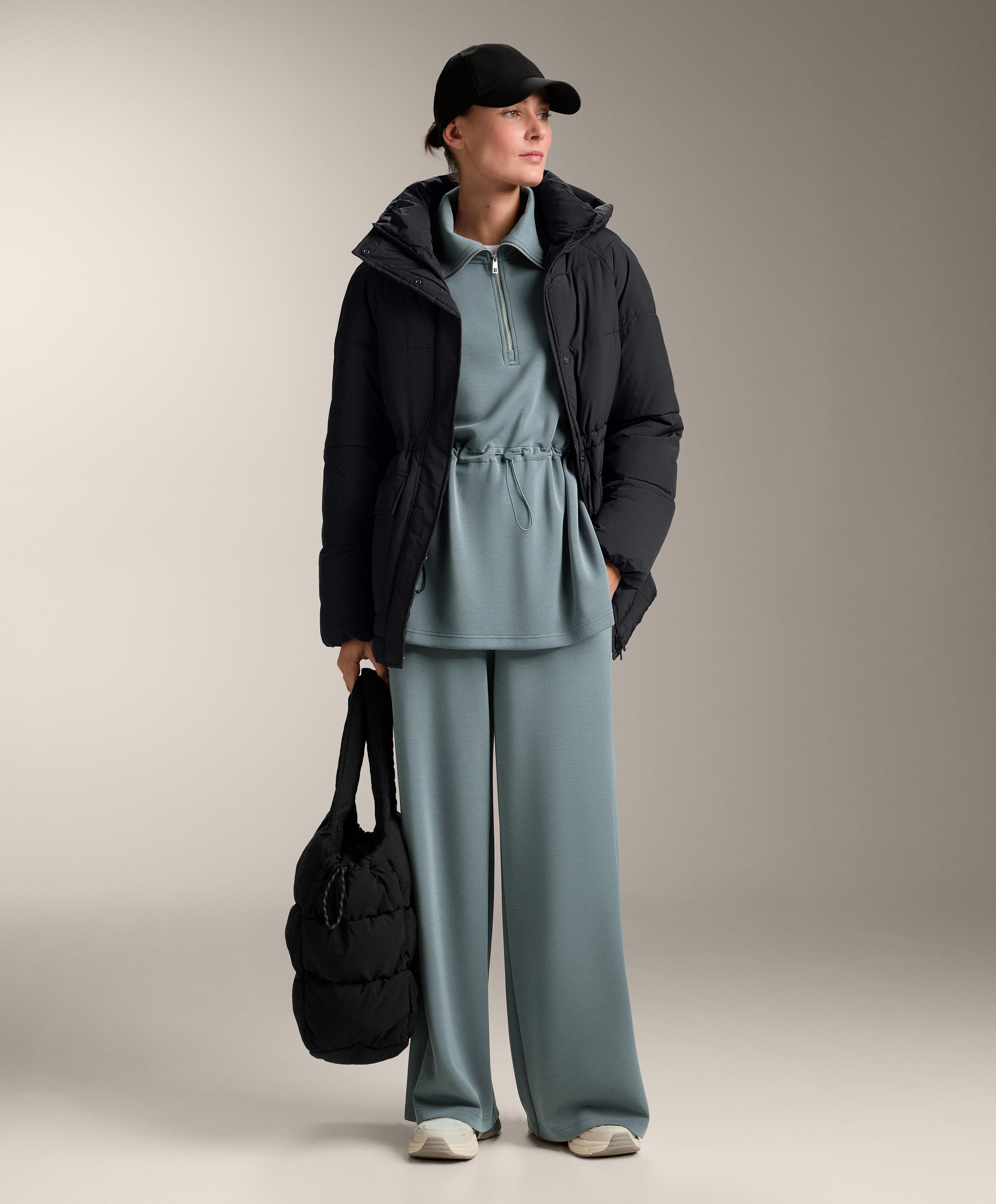 Side rib straight-leg trousers with soft-touch modal