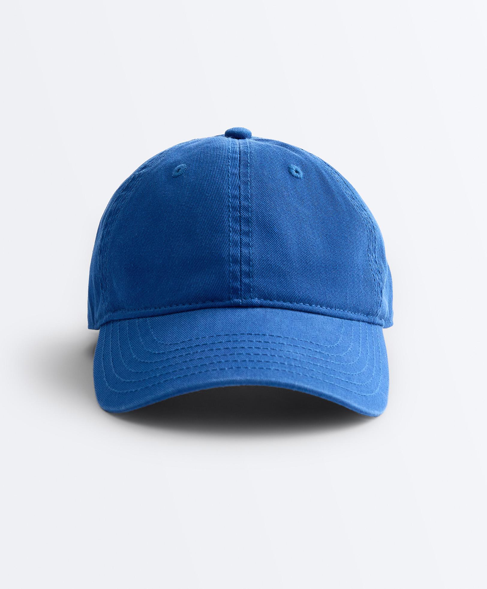 Washed-effect 100% cotton cap — COBALT