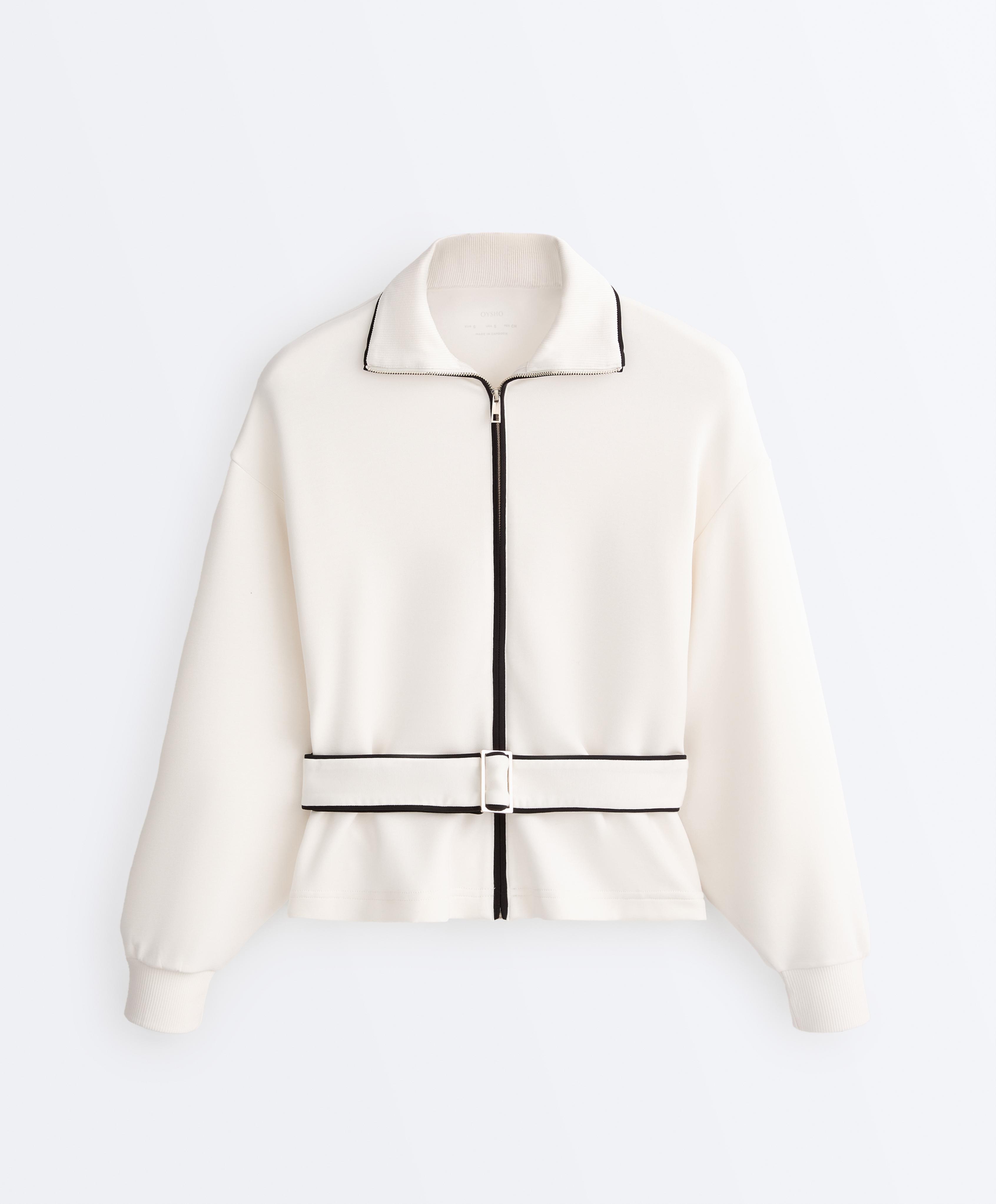 Piping jacket with soft-touch modal — PALE ECRU