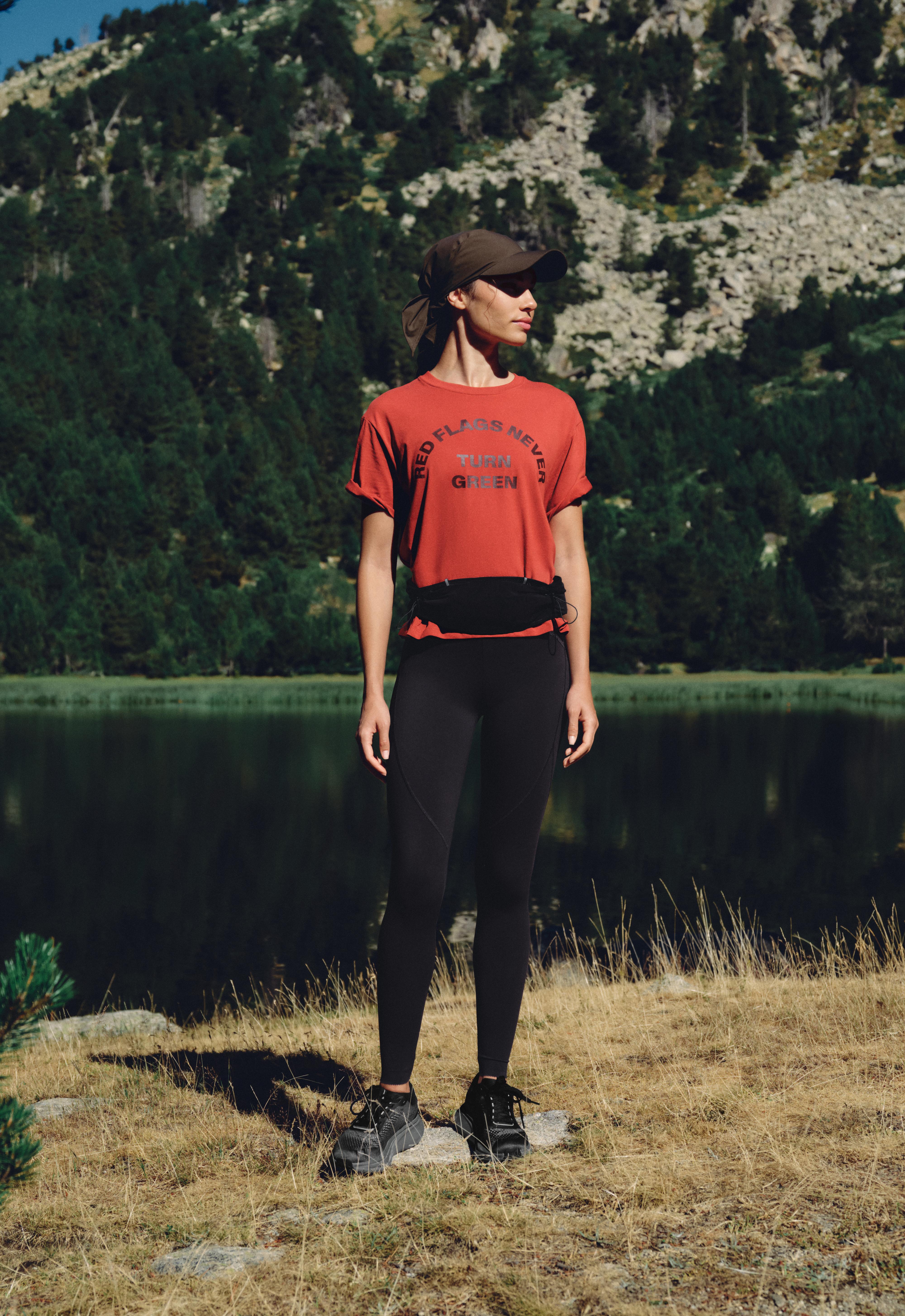Boxy cotton blend slogan T-shirt — BURNT ORANGE
