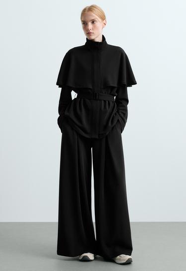 Long modal soft-touch cape jacket — BLACK 6
