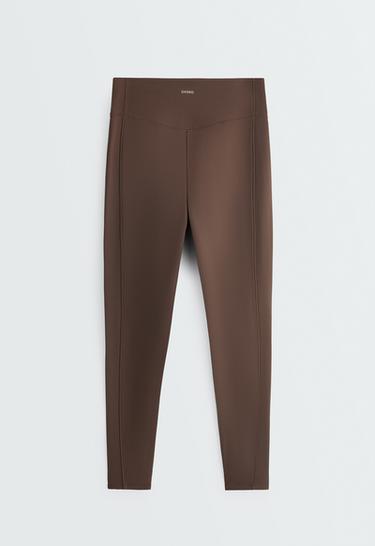 Ankle-length High rise Warm leggings with zips 70cm — DARK REDDISH‑BROWN 6