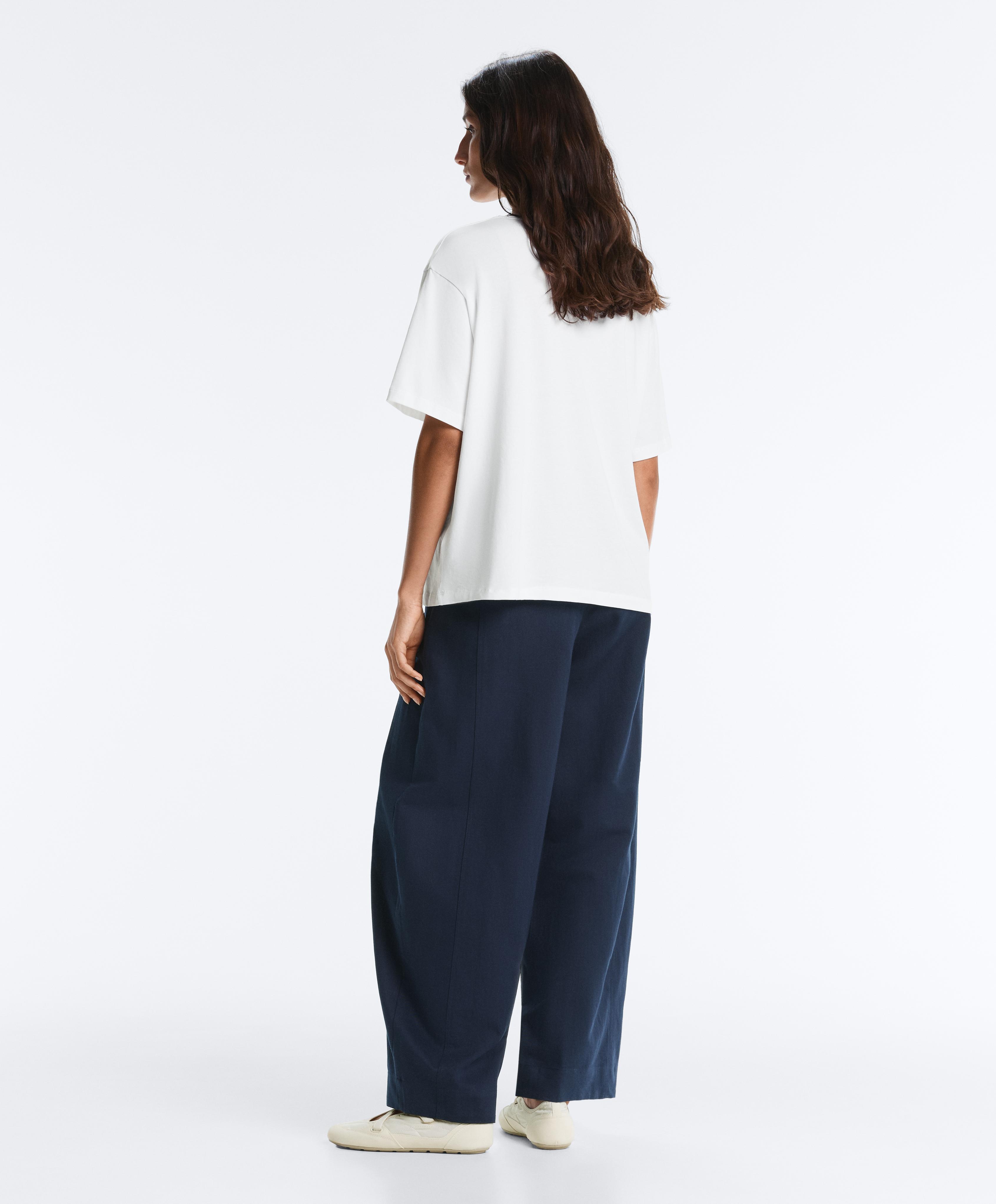 Cotton blend balloon trousers — NAVY BLUE