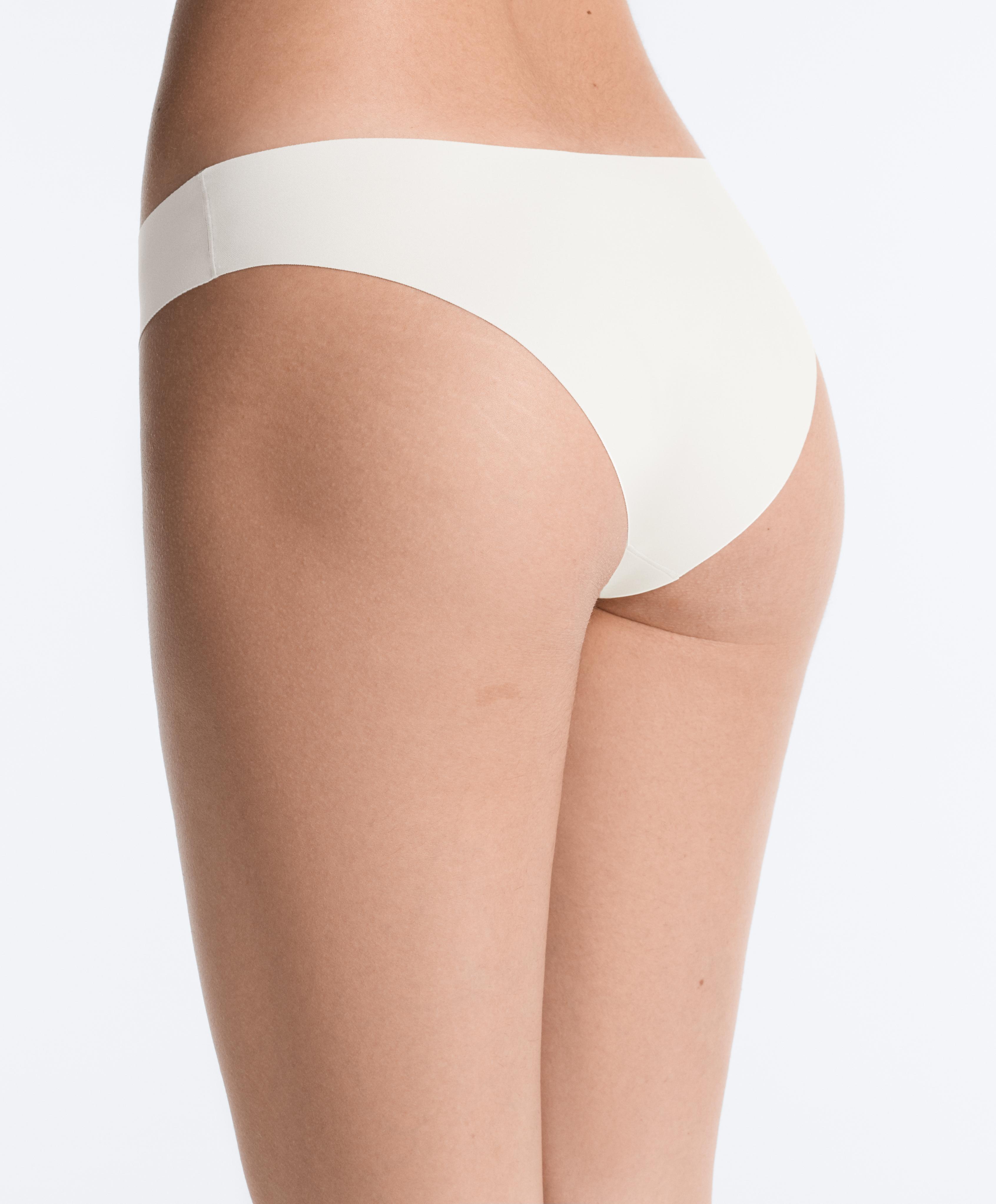 5 laser-cut invisible polyamide blend V-cut bikini briefs — MID-YELLOW