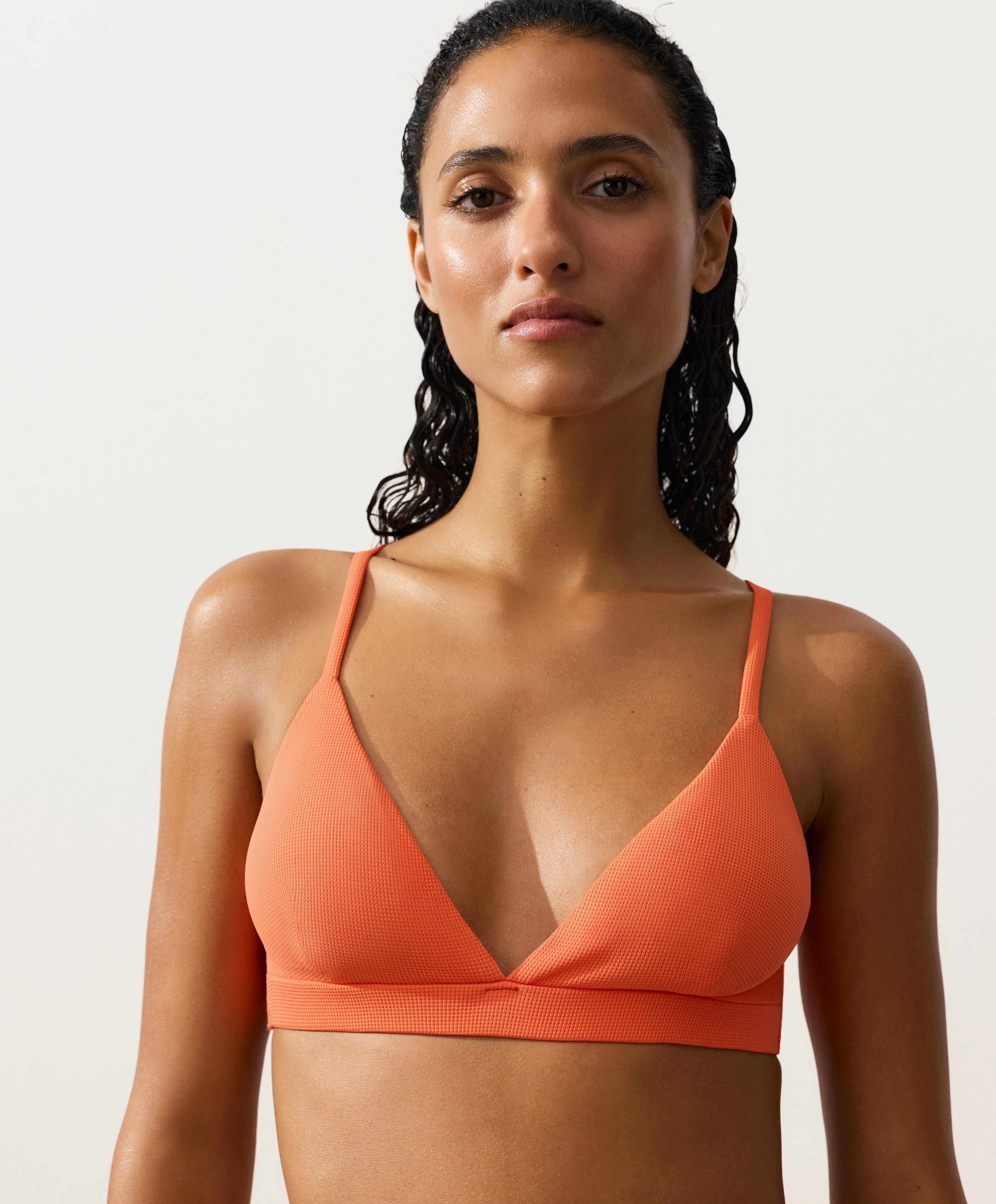 Piqué triangle bikini top — WASHED ORANGE