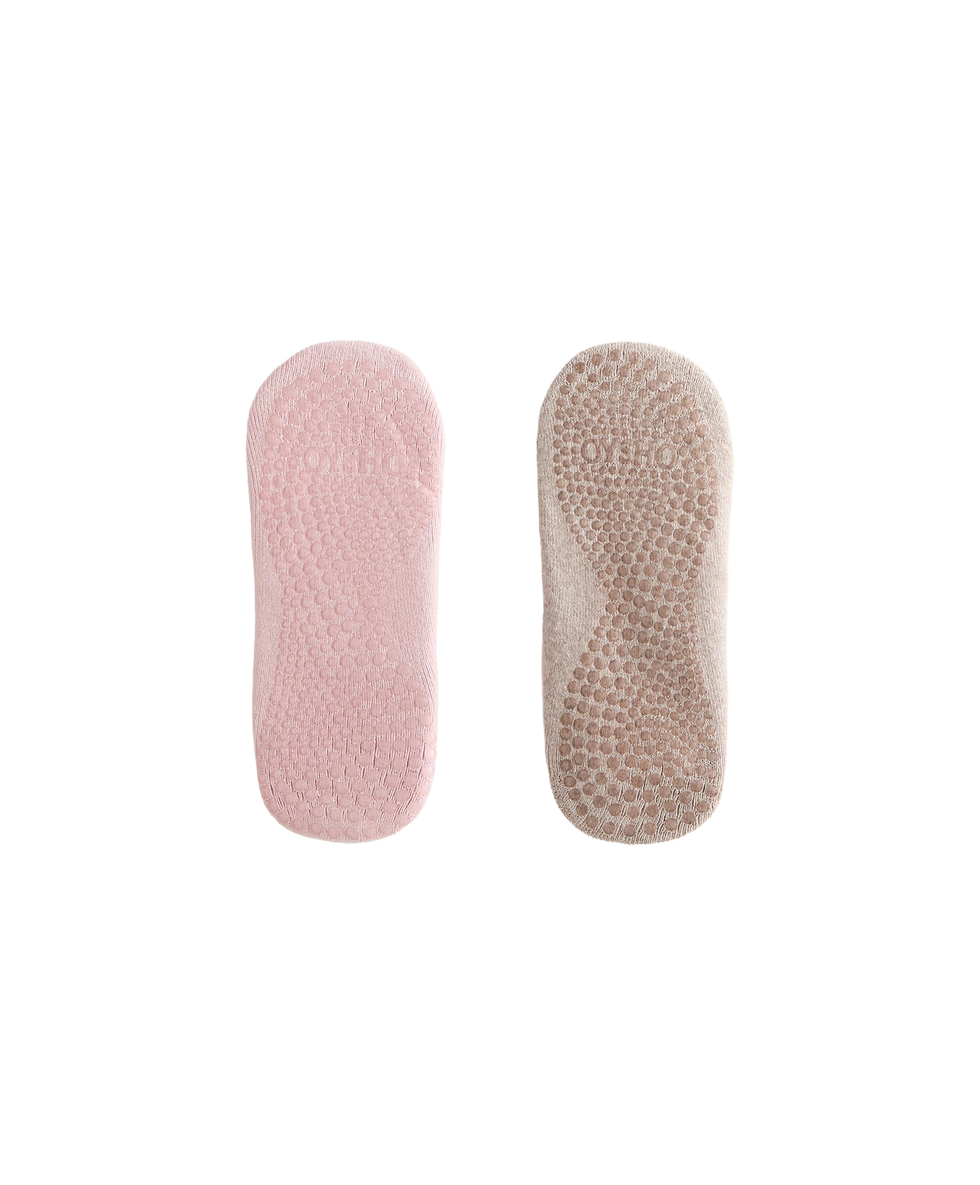 2 pairs of padded cotton blend yoga and Pilates socks with crossover straps — BARLEY
