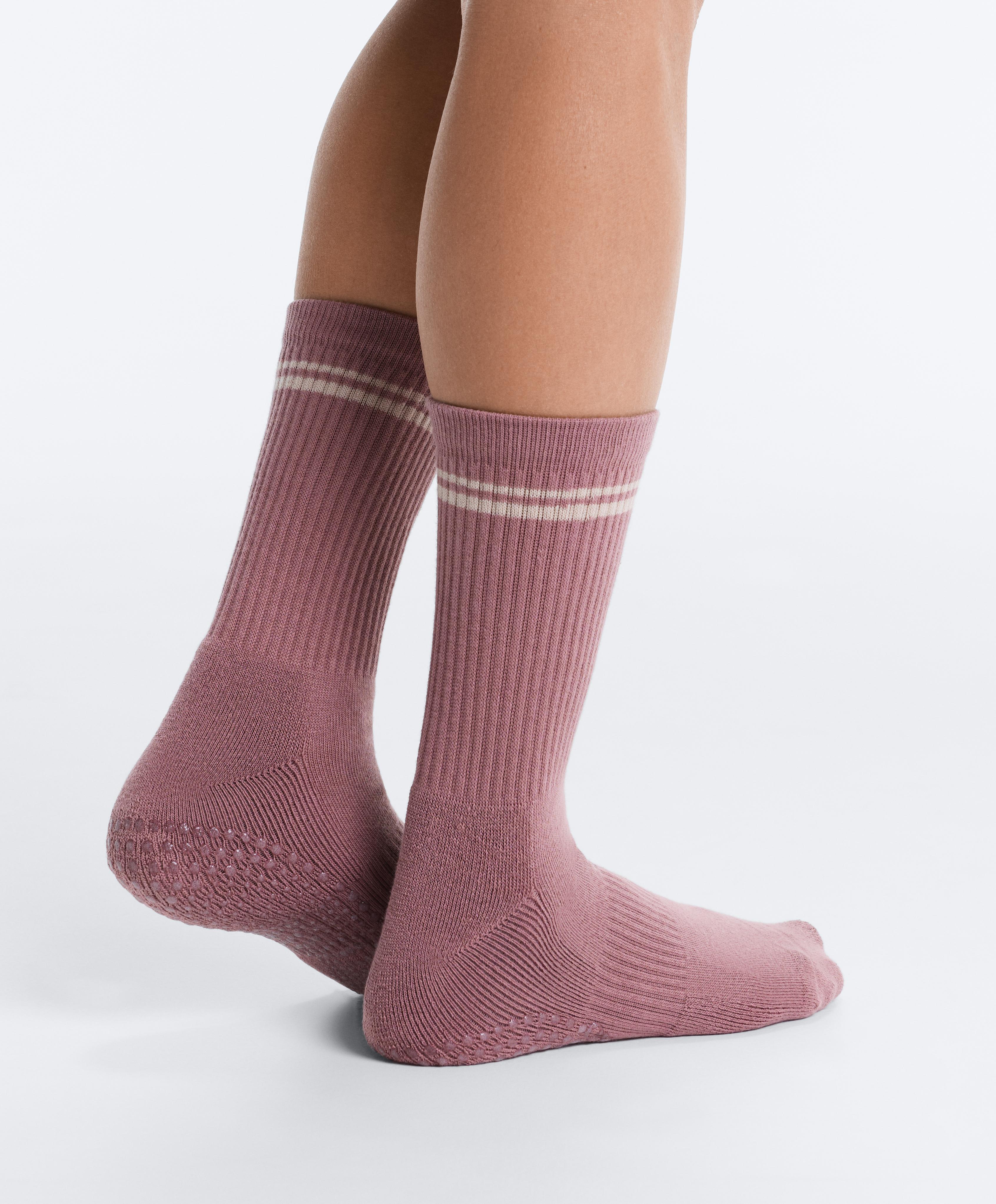 2 pairs of classic cotton blend yoga and Pilates socks — SOFT PINK