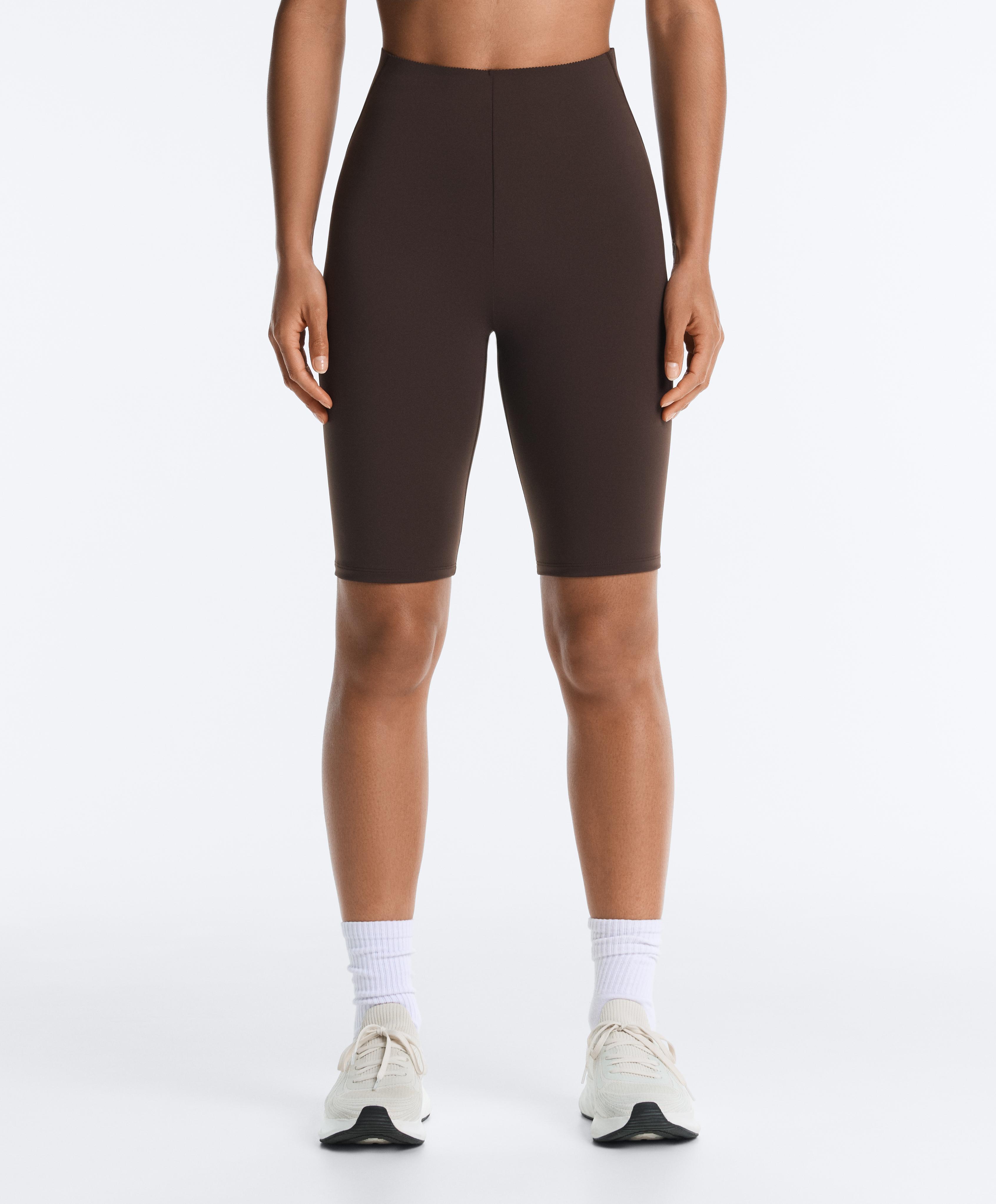 High rise Compressive core control 25cm cycle leggings — DARK REDDISH‑BROWN
