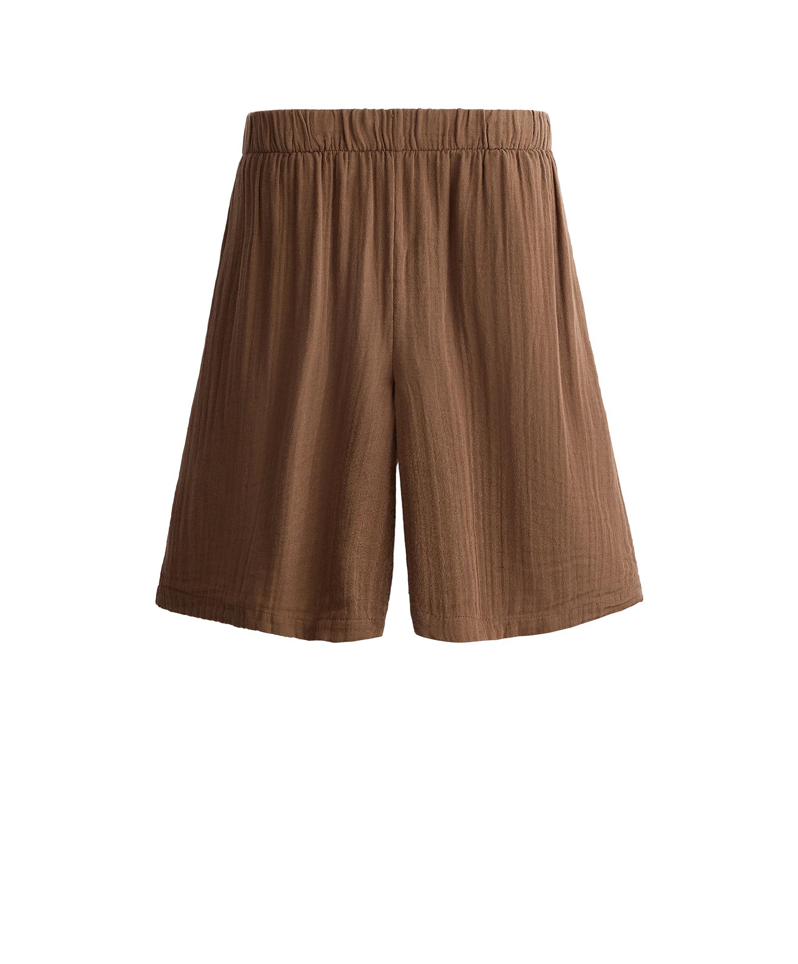 100% cotton gauze bermuda shorts — TAN