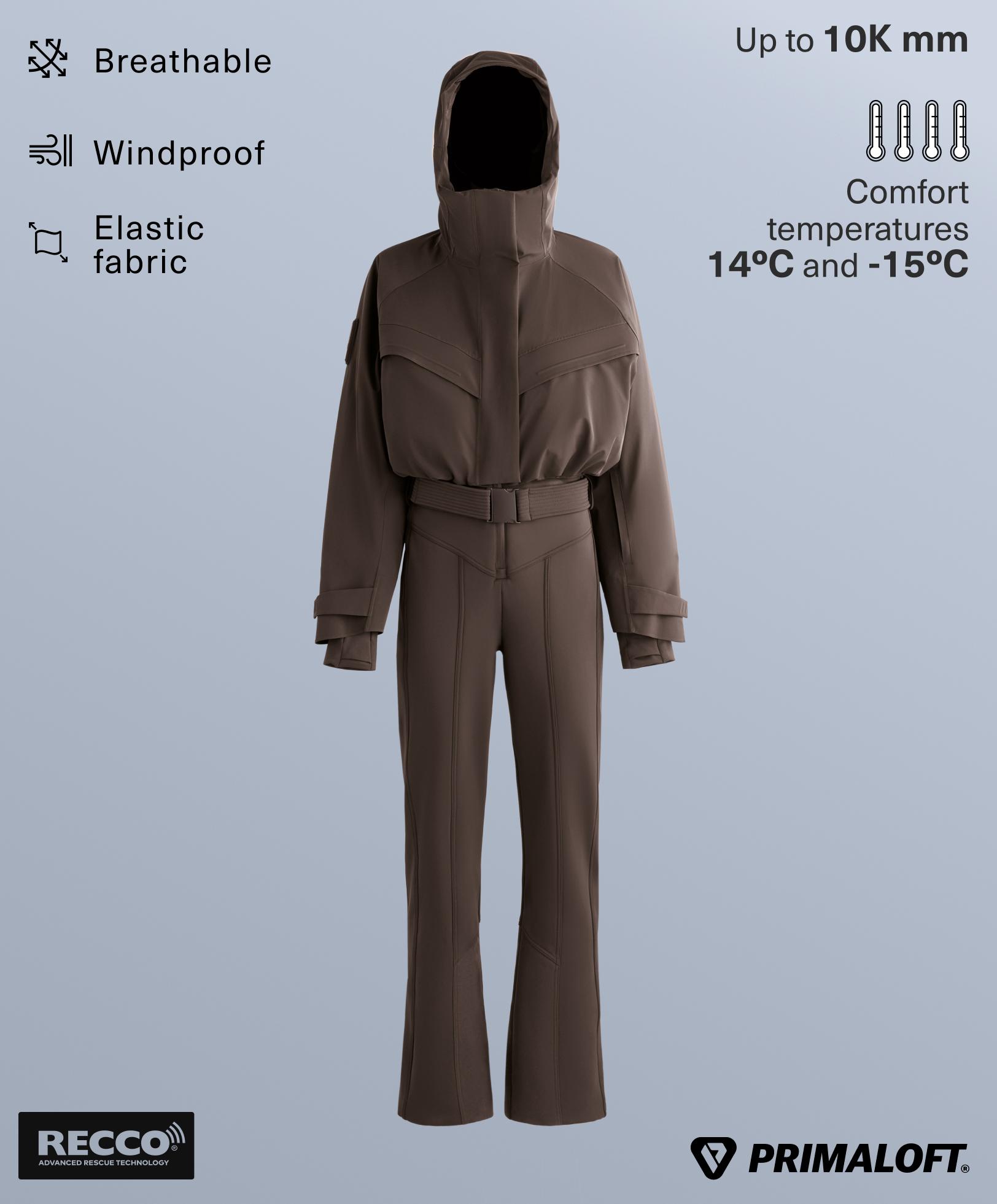 Primaloft® SKI water-resistant performance jumpsuit — DARK BROWN